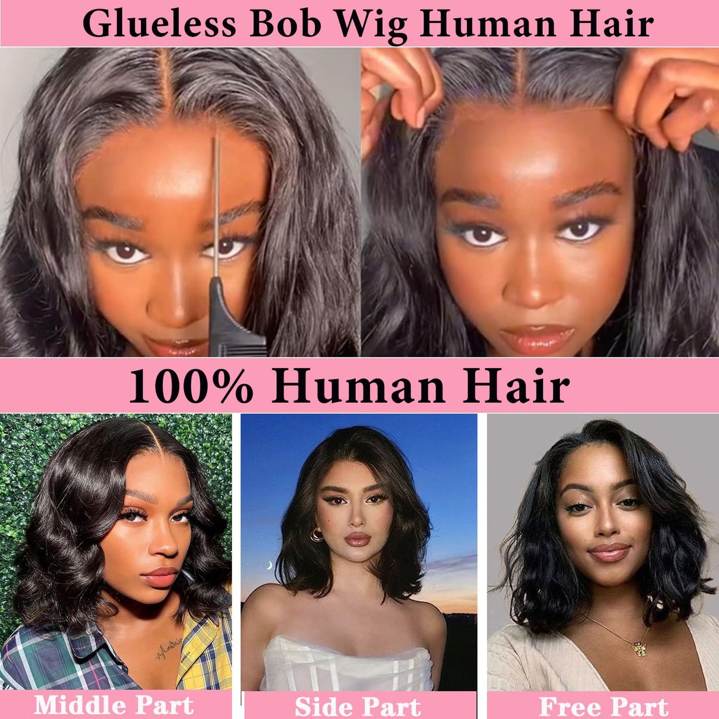 Atilck Wear and Go Glueless Bob Wig - Body Wave Lace Front Human Hair Wigs for Black Women - Pre Plucked and Pre Cut 4x4 Lace Closure - No Glue Needed for Beginners 12 Inch