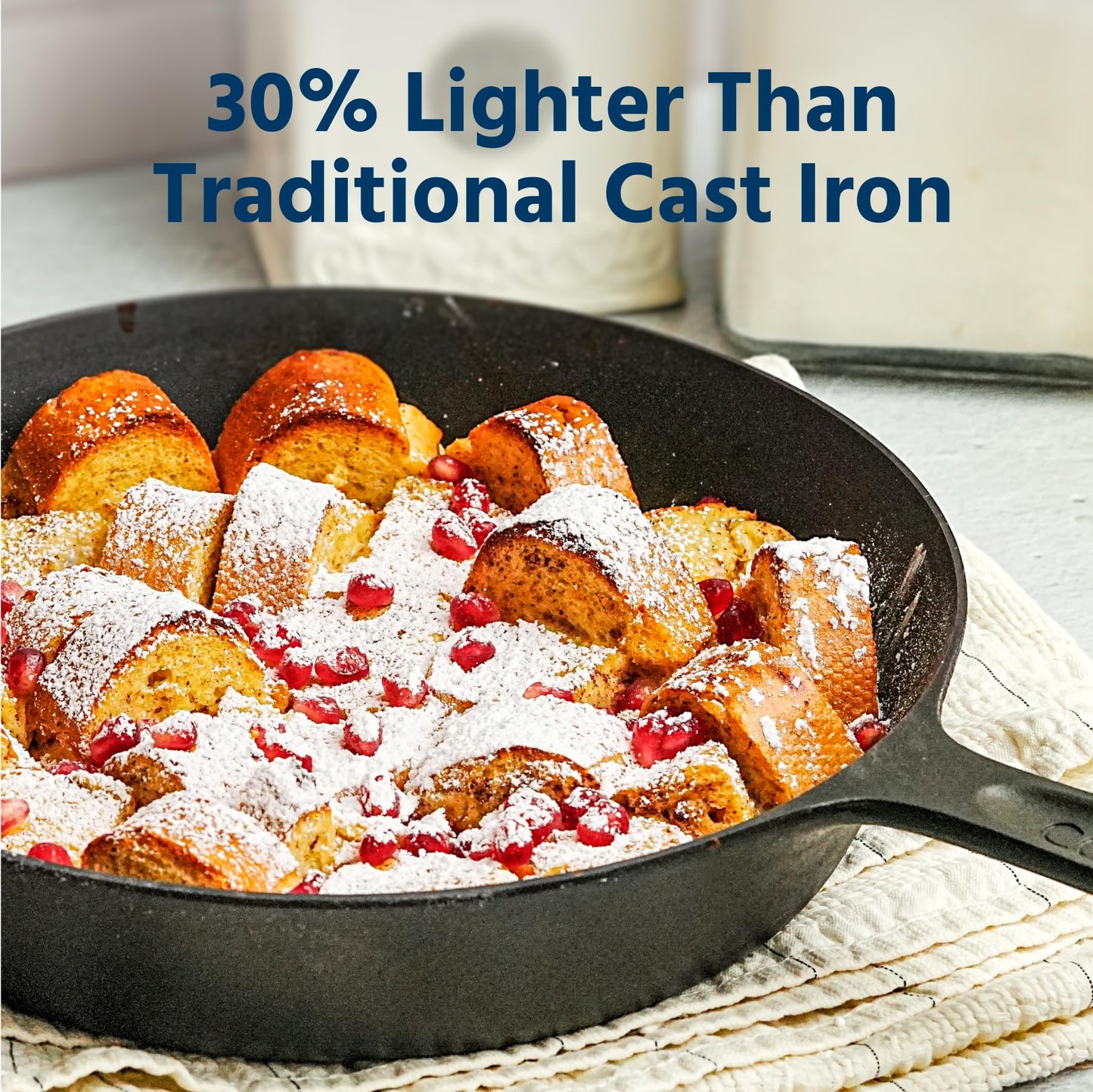 COOKLIFE 10 Inch Lightweight Pre-Seasoned Cast Iron Skillets - Smooth Polished Surface, Easy to Clean Cast Iron Pan Use in the Oven, on the Stove or Grill, Over a Campfire