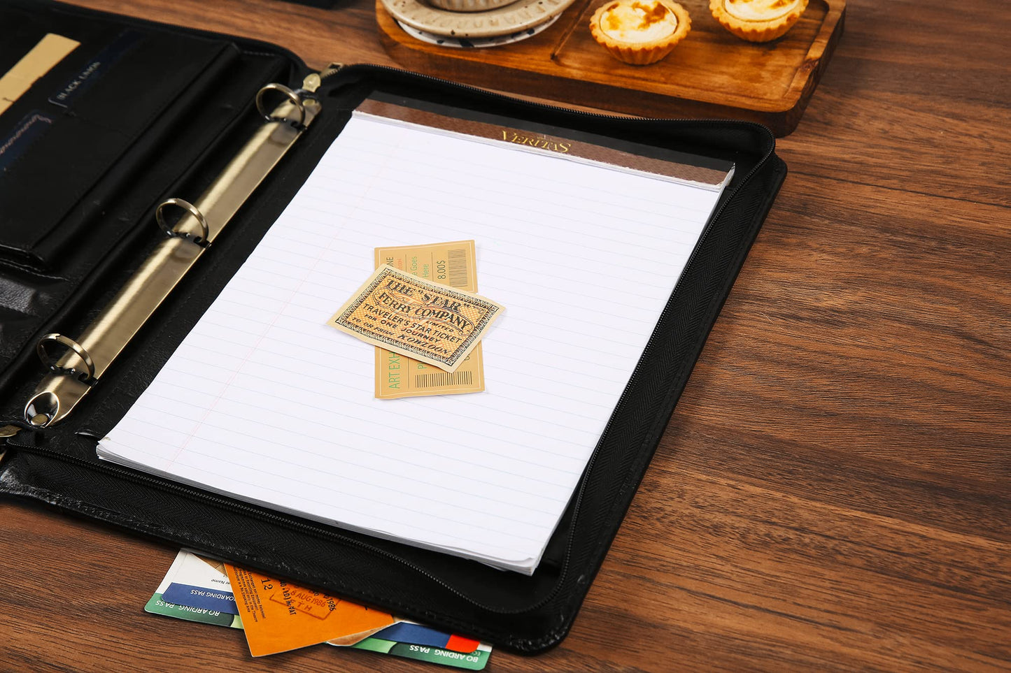 Handmade Leather Portfolio Binder - Leather Binder 3 Ring Portfolio Genuine Leather Business Padfolio, Personlized Legal Pad Folio Folder for Lefty & Righty - Oil Black