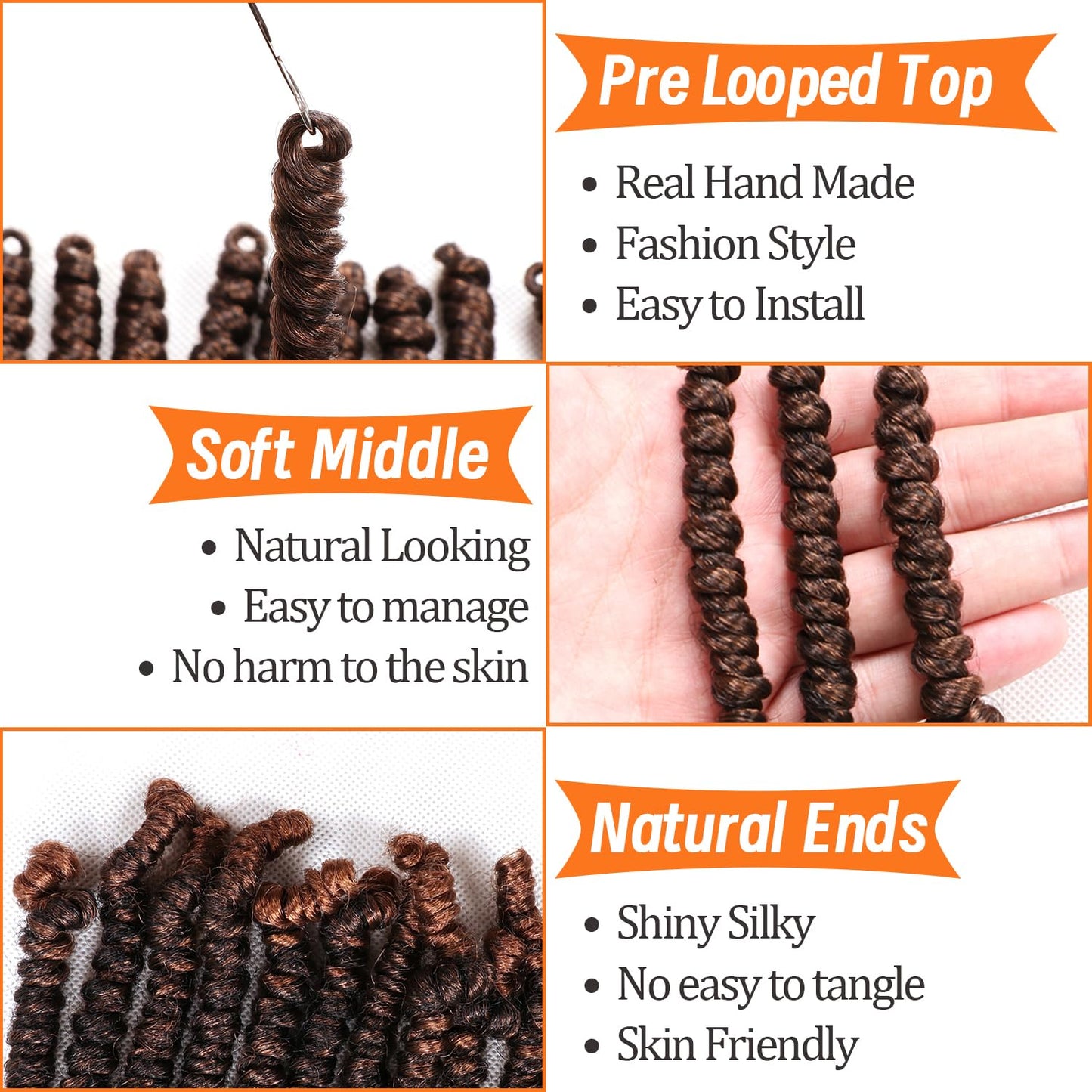 Lifabeauty 8 Packs Short Spring Twist Crochet Hair 4Inch Pretwisted Passion Twist Crochet Hair Curly Pre Looped Crochet Braids Hair Bomb Twist Kids Crochet Hair for Black Women (4 Inch, T30#)