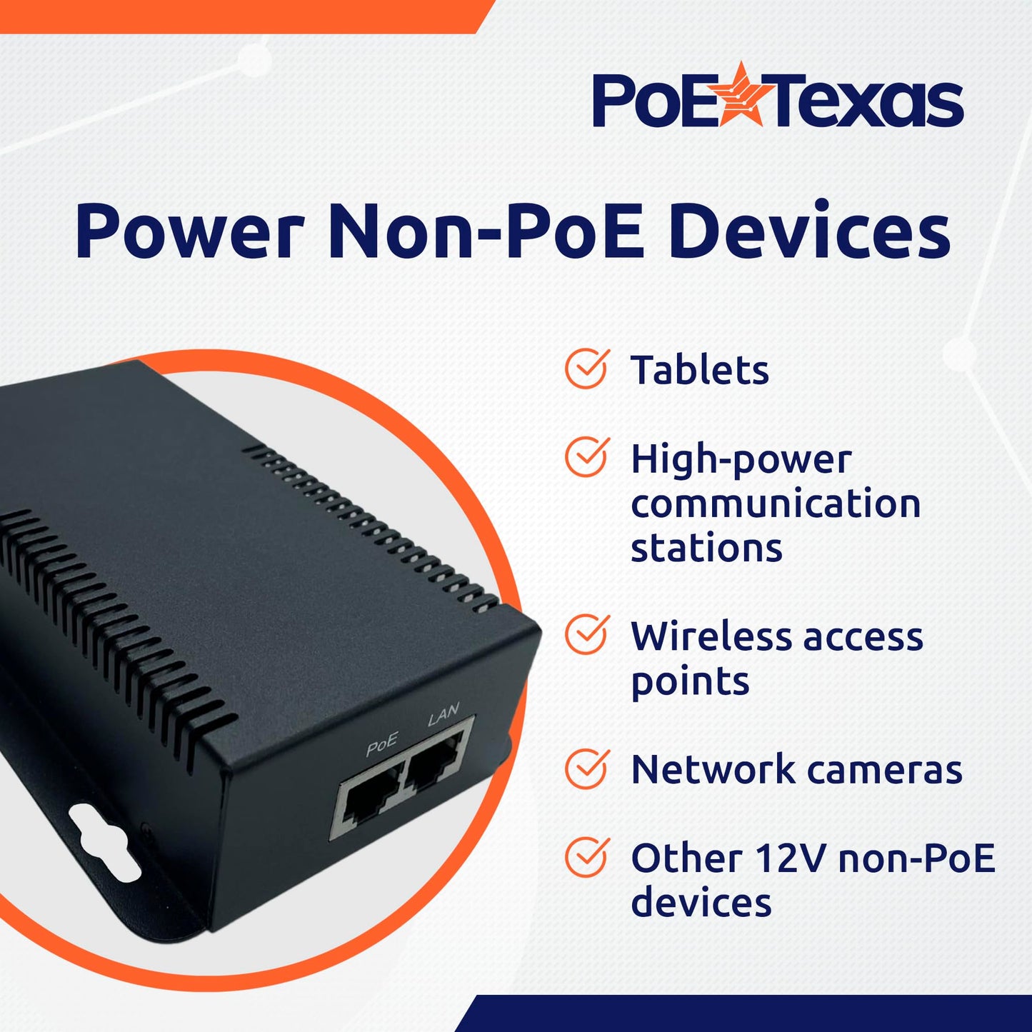 PoE Texas 802.3bt PoE++ to 12V Splitter with 60W Output - Works with Cisco UPOE & 802.3bt Switches - Gigabit Data Splitter with Phoenix Connector for Tablet Computers, Wireless APs, Network Cameras