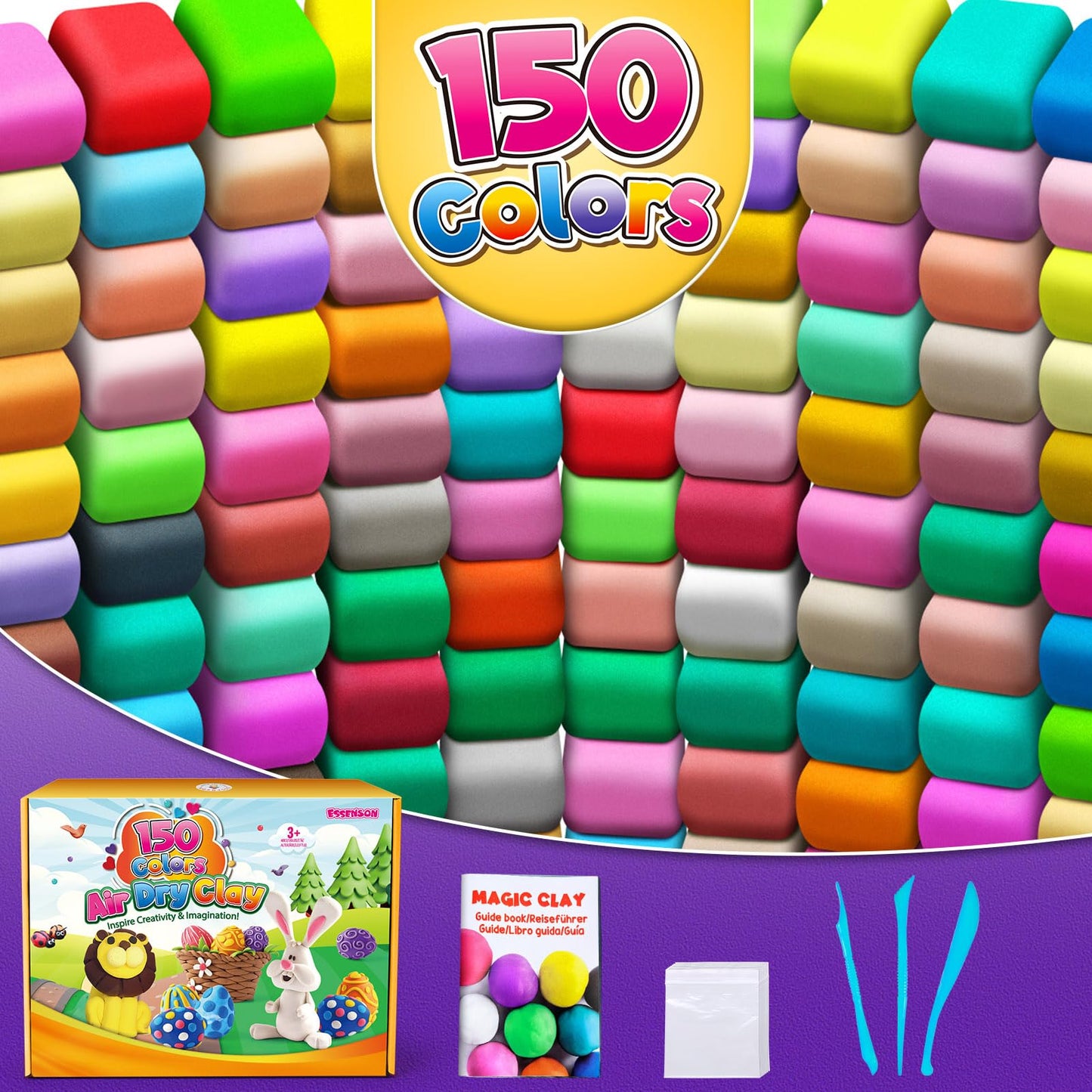 Air Dry Clay 150 Colors, Modeling Clay for Kids, DIY Molding Magic Clay, Gift for Kids