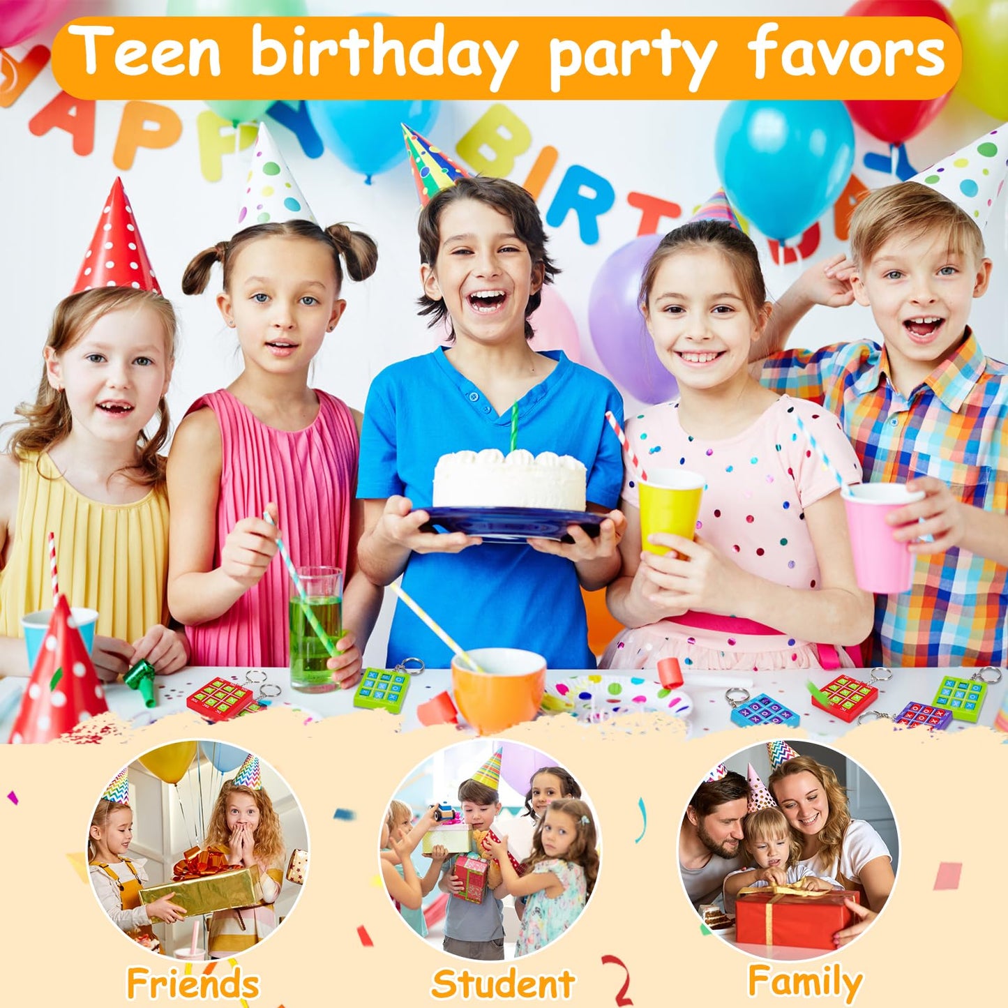 32 Pcs Tic Tac Toe Game Keychains Party Favor for Kids 4-8 8-12 Goodie Bags Stuffers Boys Girls Teen Birthday Return Gifts School Classroom Treasure Chest Carnival Prize Box Toys Pinata Fillers Bulk