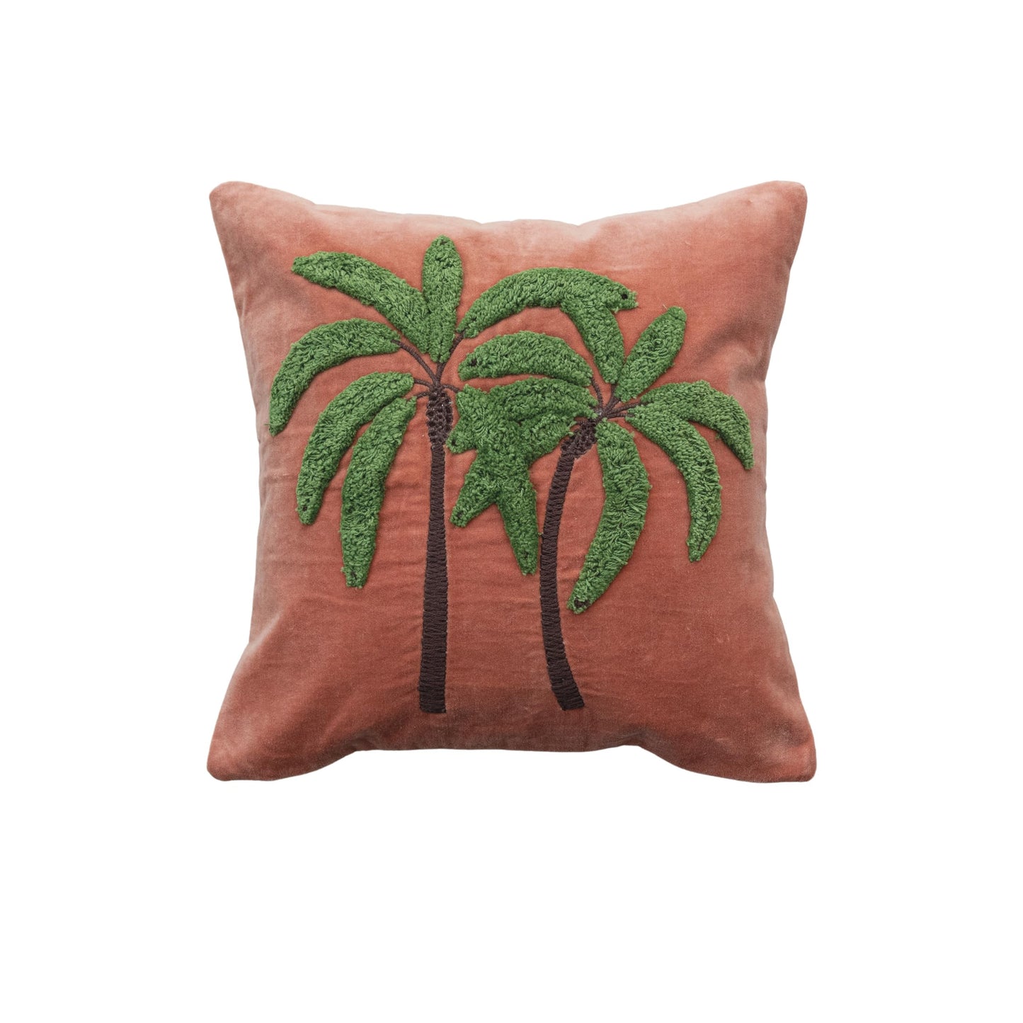 Creative Co-Op Tropical Embroidered Velvet Pillow, Multicolor