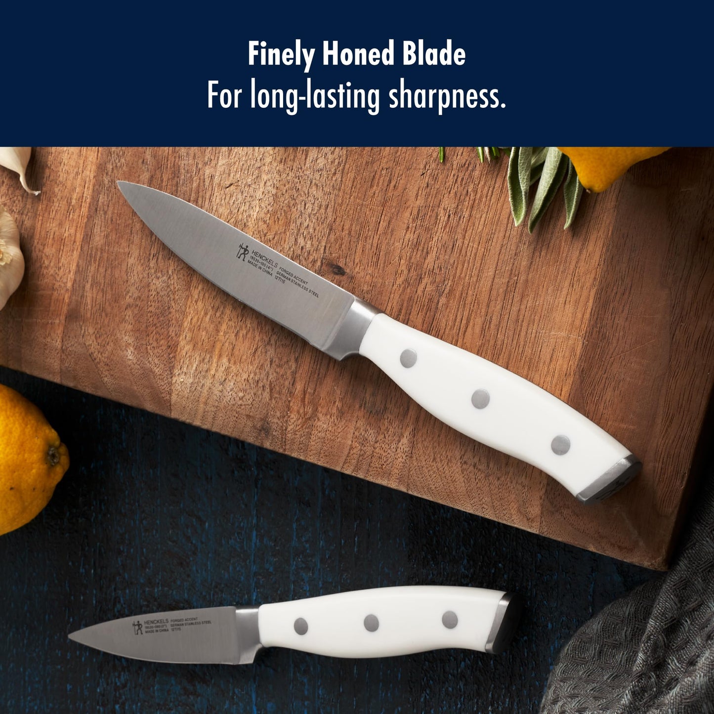 HENCKELS Forged Accent Razor-Sharp 2-pc Paring Knife Set, White Handle, German Engineered Informed by 100+ Years of Mastery