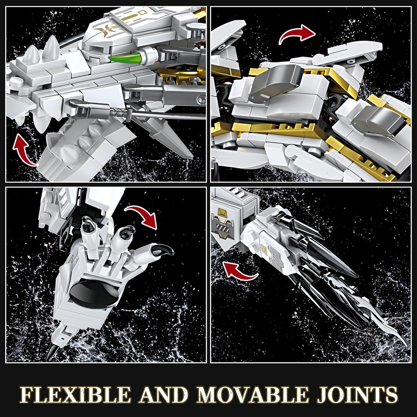 HIGH GODO Dragon Building Blocks Sets for Adults, White Mechanical Dragon Animal Building Model Collectible Display Toys, Cool Creative Gifts for Boys Teens Fans (1485 Pieces)