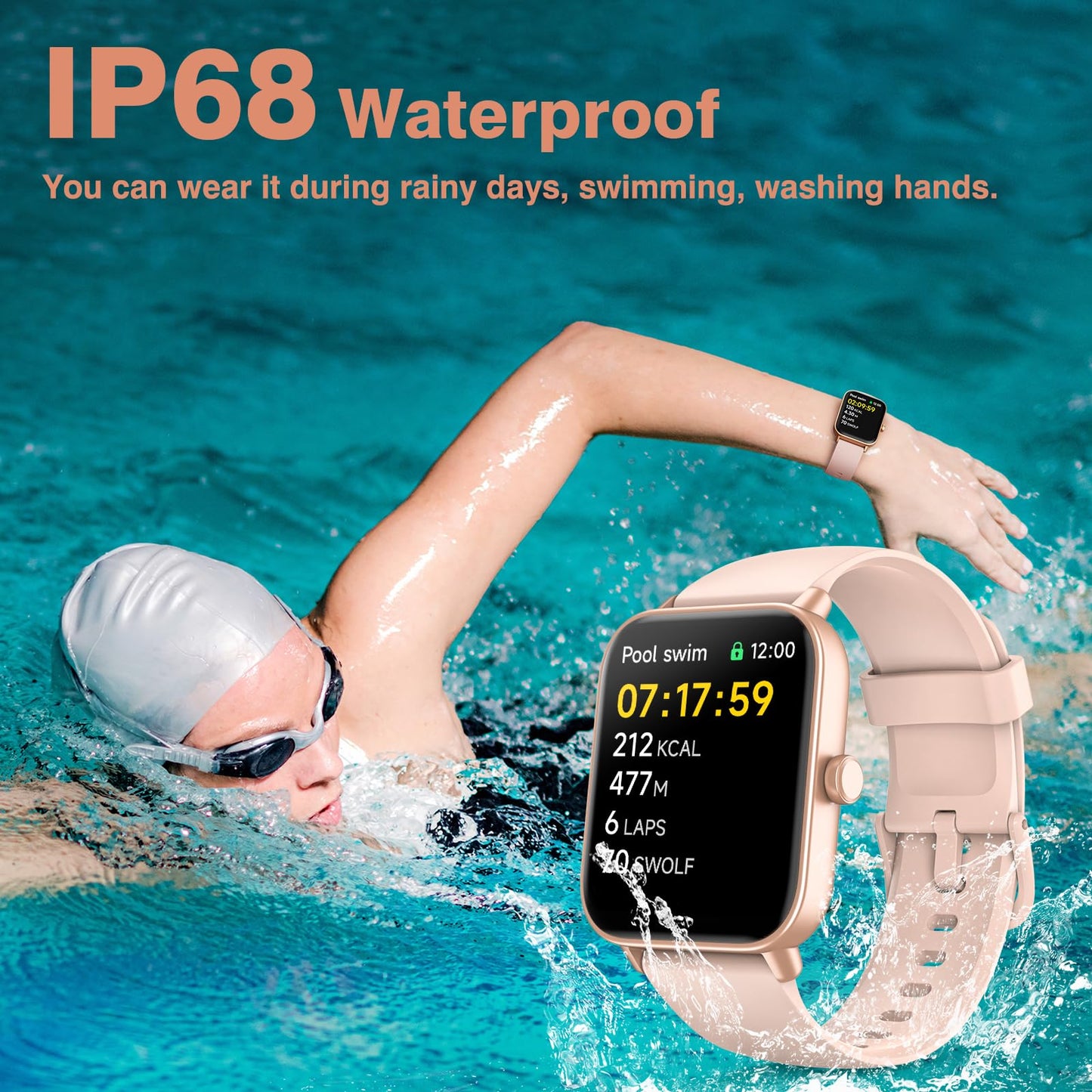aeac Smart Watches for Women Android & iPhone, 1.8" HD Smart Watch with Bluetooth Call (Answer/Make), Fitness Watch with 110 Sport Mode/Heart Rate/SpO2/Sleep Monitor/Calories/IP68 Waterproof Alexa ﻿