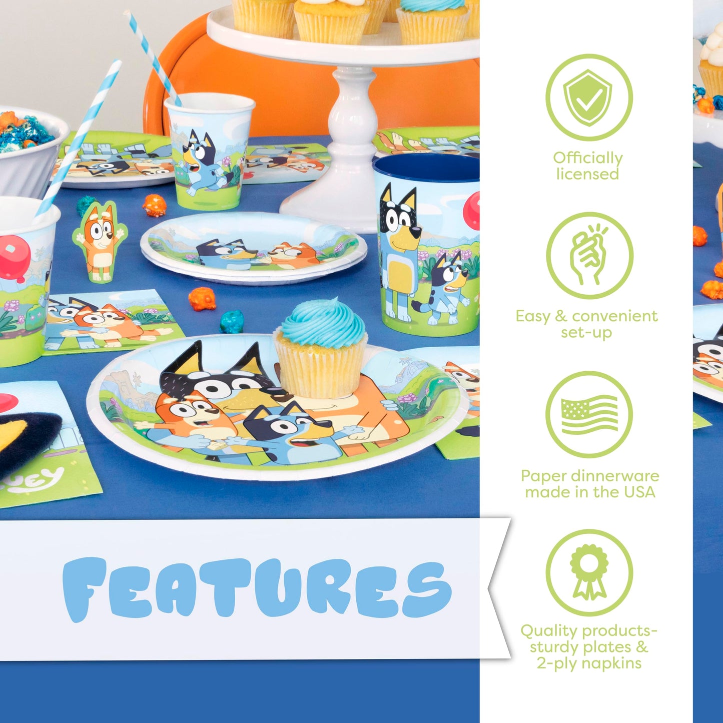 Bluey Birthday Decorations and Party Supplies | Serves 16 Guests | Bluey Party Decorations | Banner, Tablecloth, Foil and Latex Balloons, Plates and Napkins, Sticker | Officially Licensed