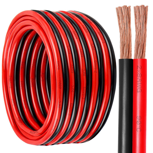 8 Gauge Wire 2 Conductors Copper Wire, 8 AWG Battery Cable Oxygen Free Copper Wire for Solar Panel, Automotive, Trailer, RV and Speaker (8 Gauge 50FT)