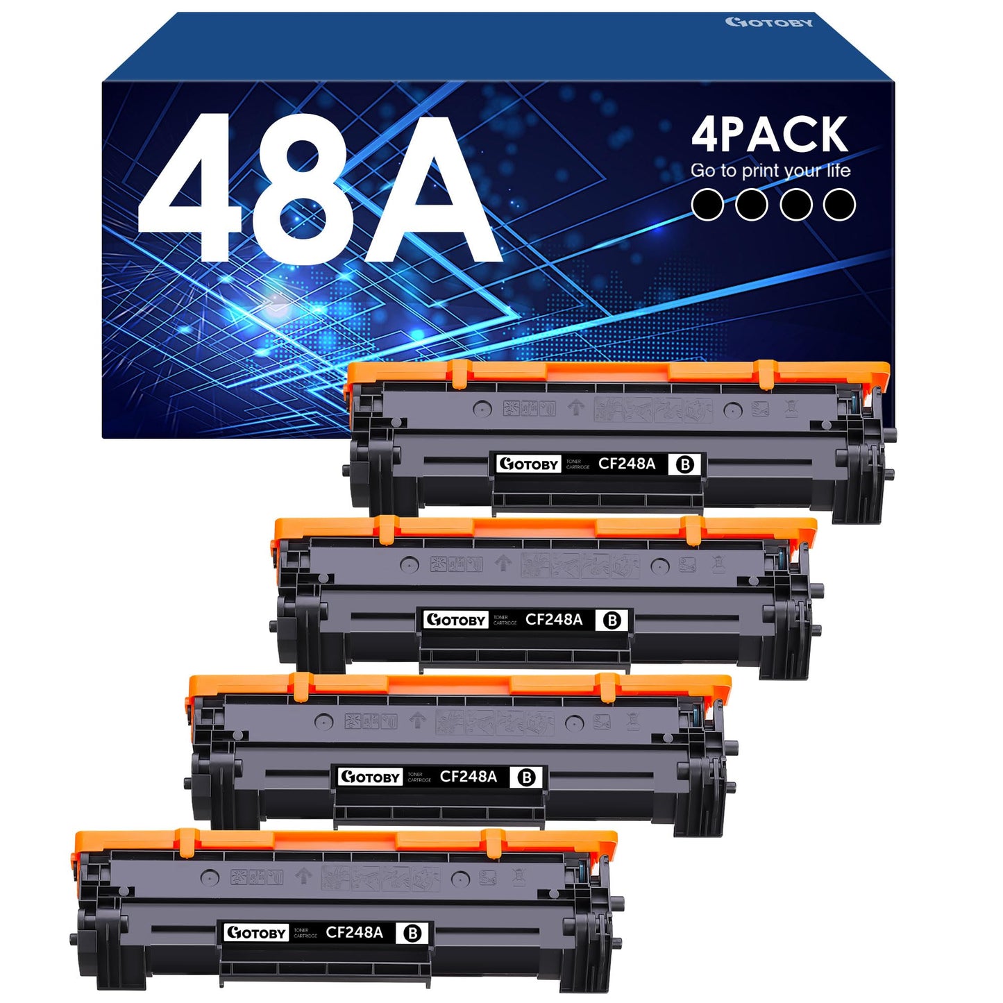 GOTOBY Compatible 48A Toner Cartridges Replacement for HP 48A CF248A for Pro M15w M15a M16w M16a M28w M29w M29a M30w Printer (4 Black)
