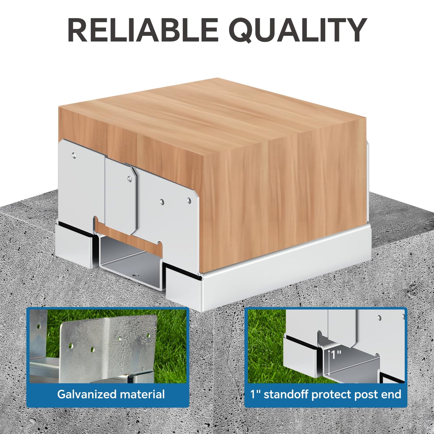6x6 Galvanized Post Base for Concrete, 10 Pack Post Deck Base Anchor for 5.5x5.5 Wood, Post Base Holder with 1" Standoff for Deck Gazebo Pergola Porch, Includes 10 Fastener & 100 Screws