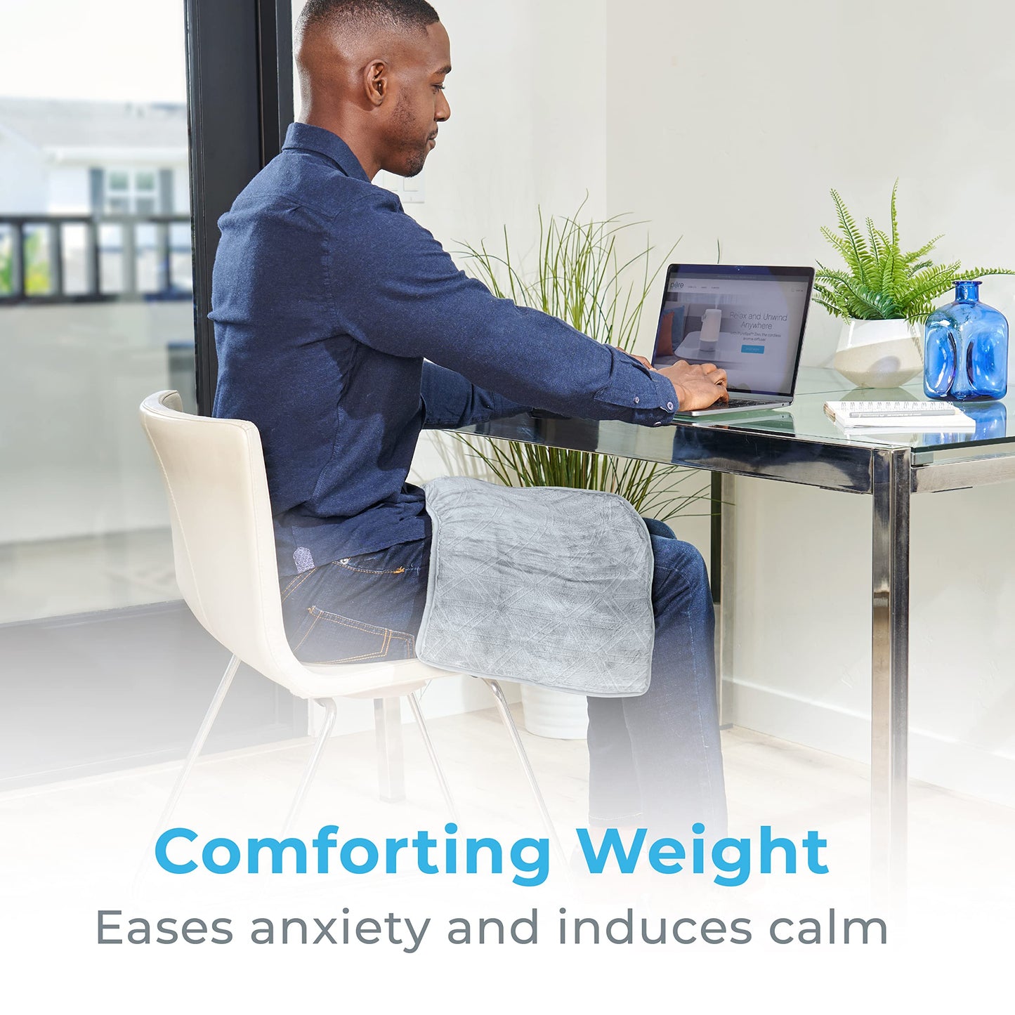 Pure Enrichment WeightedWarmth 3-in-1 Heating Pad - 3 InstaHeat™ Settings, 3 Massage Speeds & 4.1 lbs of Weighted Pressure for Menstrual Cramps, Shoulder, Neck & Back Pain - 12” x 24” (Steel Gray)