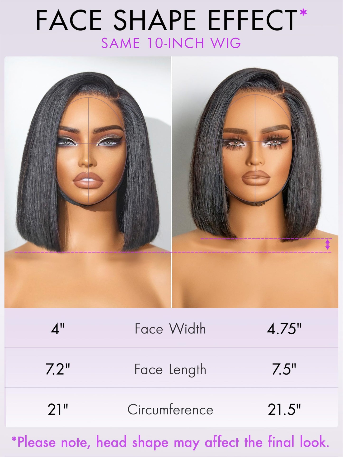 LUVME HAIR Bob Wig 100% Human Hair Wigs Glueless Lace Front 10 Inches Bob, Pre Cut Plucked Hd Lace Short Wig Ready To Go Natural Color Straight Bleached Knots Side Part Black Wigs