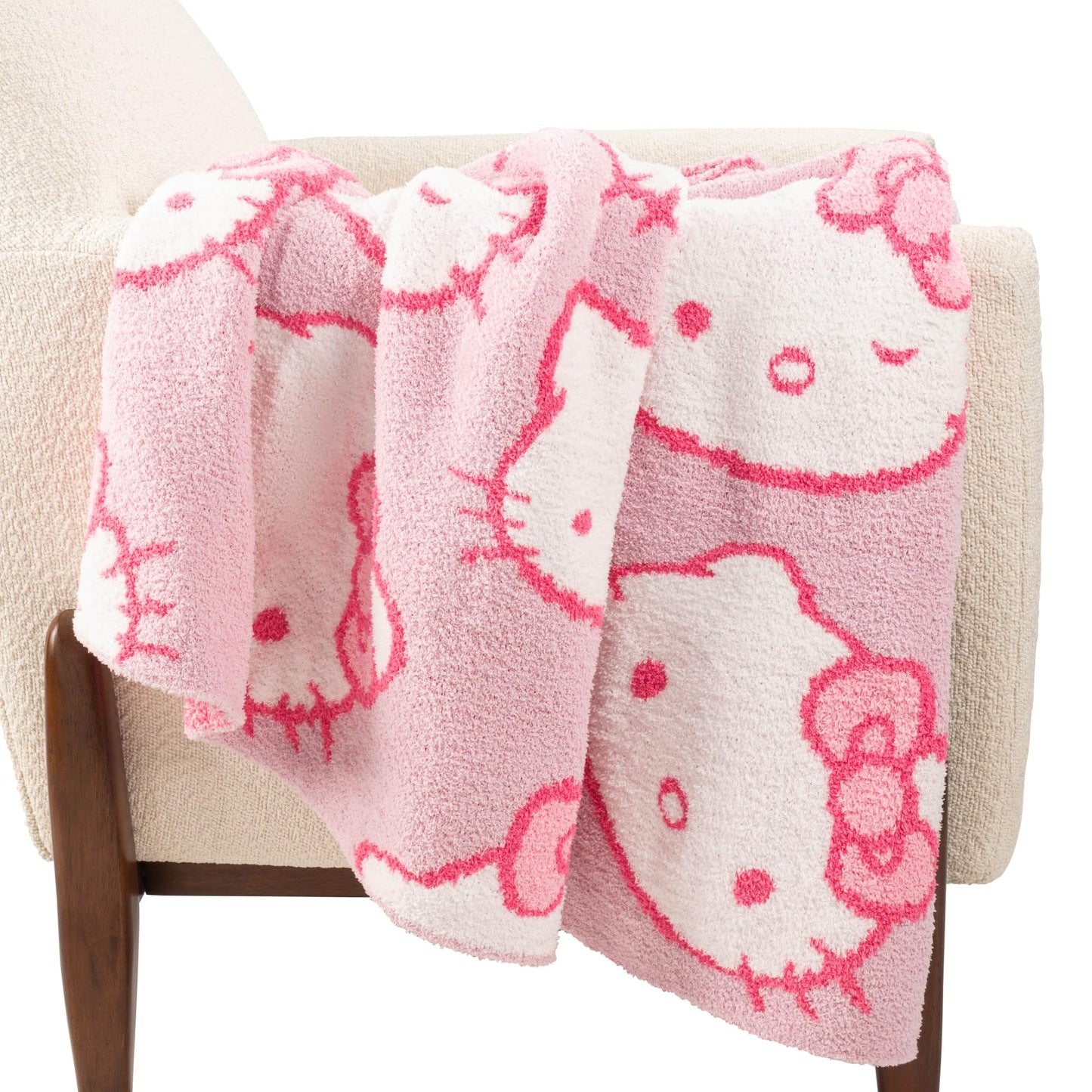 Jay Franco Hello Kitty Feather Knit Fluffy Throw Blanket - Pink Fuzzy Blanket Measures 50 x 60 Inch - Super Soft Lightweight Bedding
