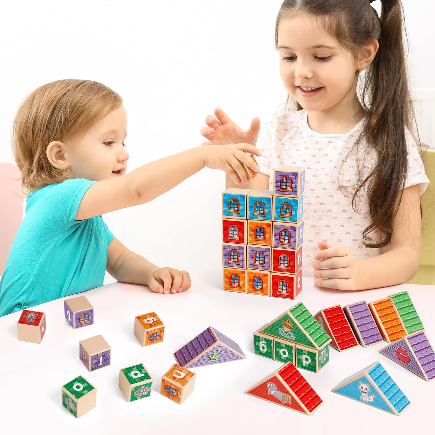 Kasfalci CVC Word Games,Phonics Games for Kids Toddlers,Speech Therapy Toys,Wooden Alphabet Letter Blocks,Site Words,Learn to Read Reading Learning Spelling Games for Preschool Kindergarten Classroom