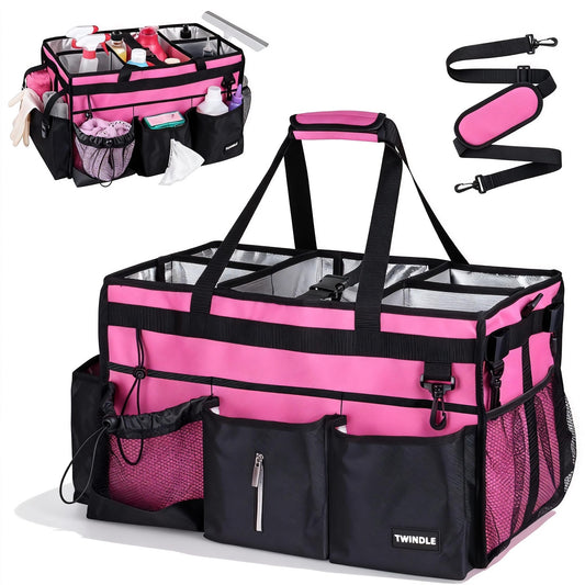 Extra-Large Wearable Cleaning Caddy With Detachable Divider,Cleaning Caddy For Cleaning Supplies Large Cleaning Supply Caddy With Adjustable Shoulder Strap & Waist Belt For Cleaners