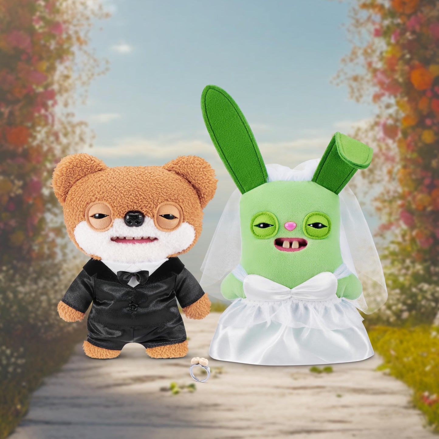 Fuggler Wedding Fuggs 9-Inch Plush 2-Pack by ZURU – Funny Ugly Monster Stuffed Animals with Human-Like Teeth & Tooth Ring, Collectible Plush for Kids, Tweens, Teens & Adult Fans