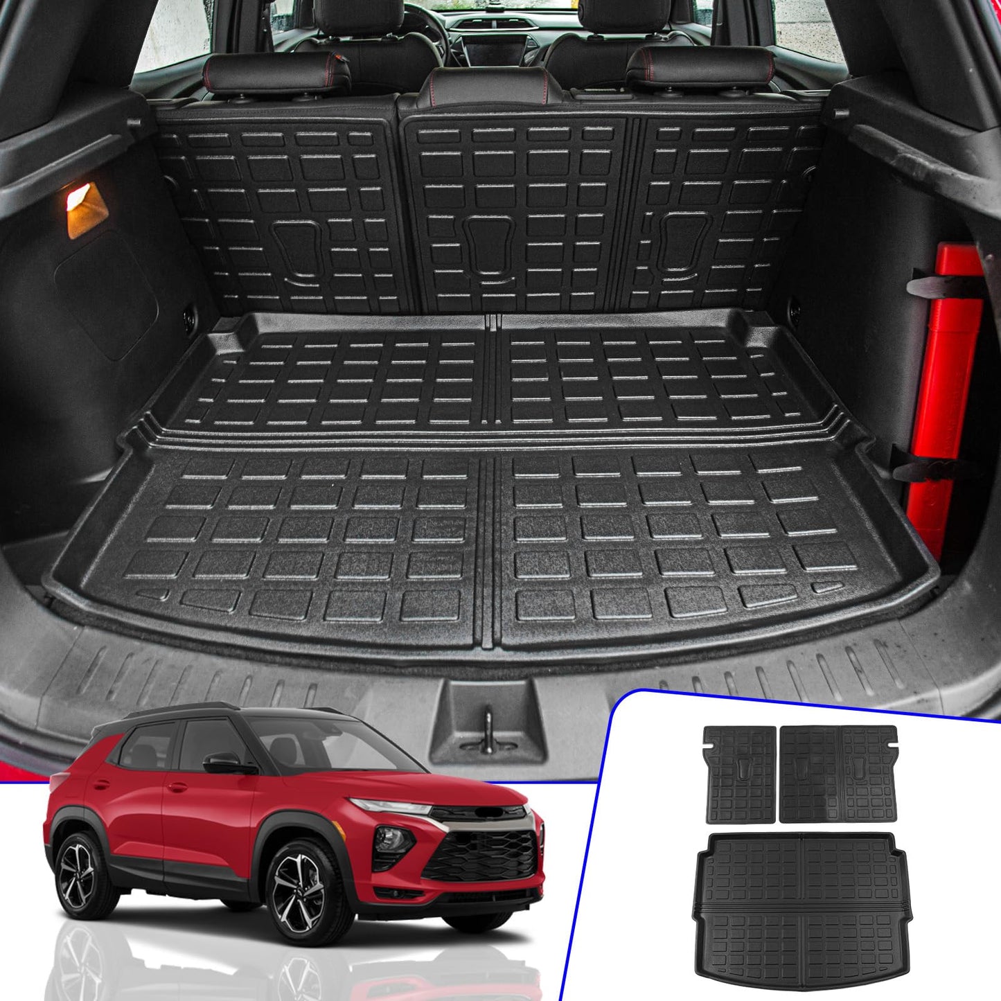 Rongtaod Cargo Mat Compatible with Chevrolet Trailblazer 2021-2025 2026 Trunk Mat Cargo Mat Cargo Liner Back Seat Cover Protector 2024 Chevy Trailblazer Accessories (Backrest Mats+Trunk Mat)