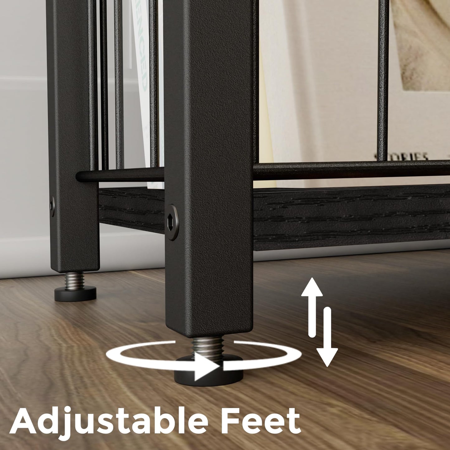 Homleke Narrow Side Tables Set of 2 with Magazine Holder, Skinny End Tables Perfect for Small Spaces, Space-Saving Design for Living Room, Bedroom, or Office, 7.1" D x 16.9" W x 23.6" H, Black