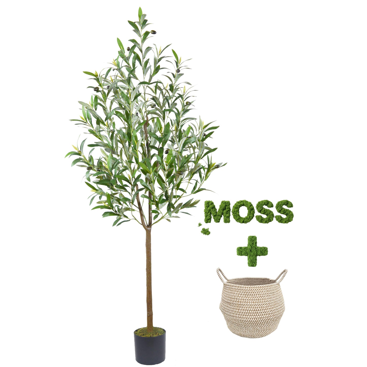 Warmplants Artificial Olive Tree, 5ft Tall Fake Olive Leaves Plant with Basket, Indoor Outdoor Faux Olive Topiary Silk Tree for Home Livingroom Office House Décor
