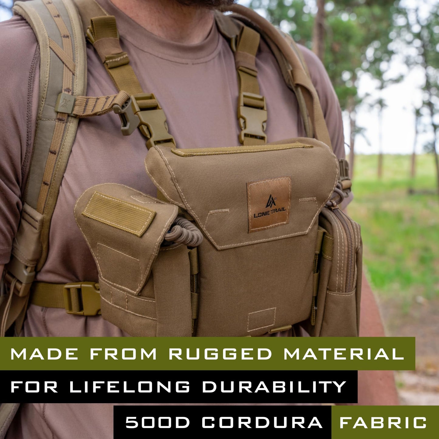 Lone Trail Binocular Harness Chest Pack, Bino Harness With Rangefinder Pouch, Binocular Case, Hunting Binoculars with Chest Harness, Bino Chest Harness, Binocular Chest Pack, Hunting Chest Rig