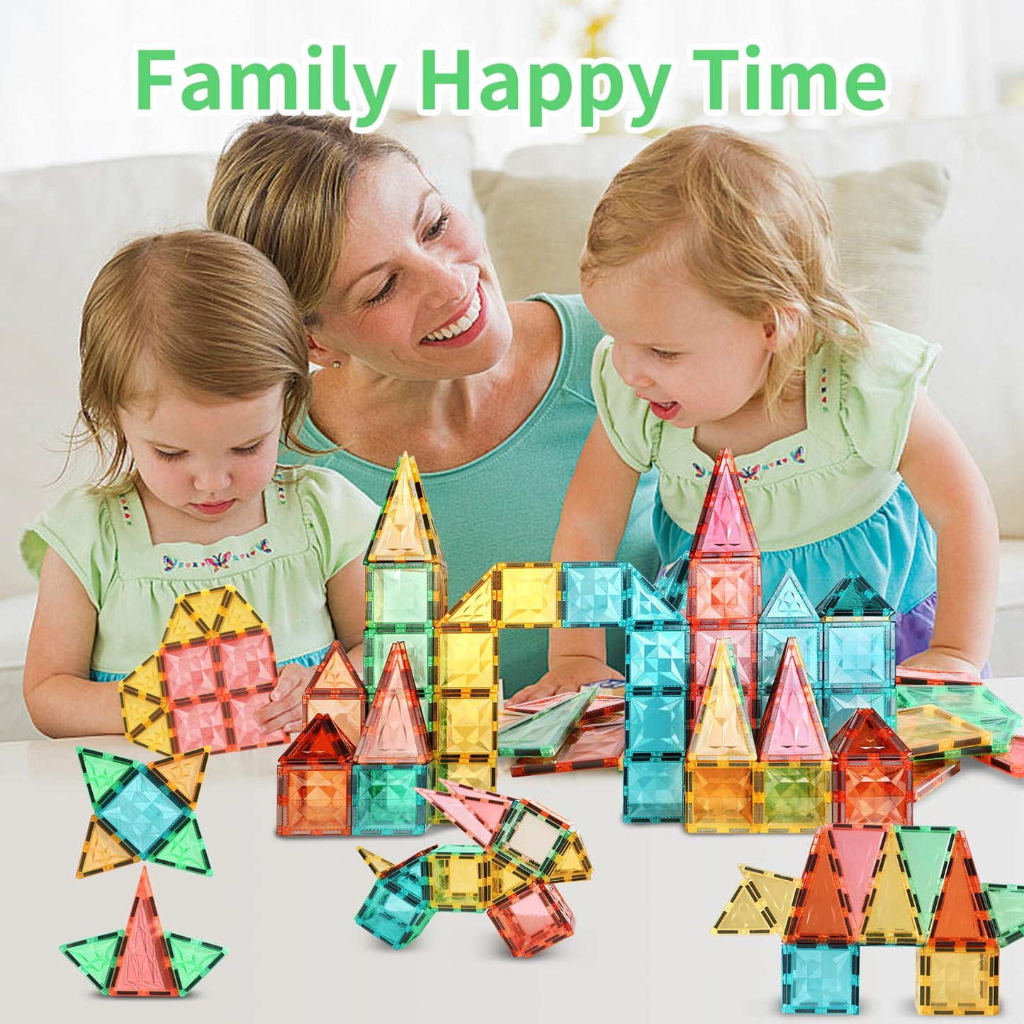 YRZtiles Magnetic Tiles 100-Piece Set for Kids, Magnetic Building Blocks STEM Toys for Age 3+ Boys and Girls, Educational Magnet Construction Tiles for Creativity & Learning