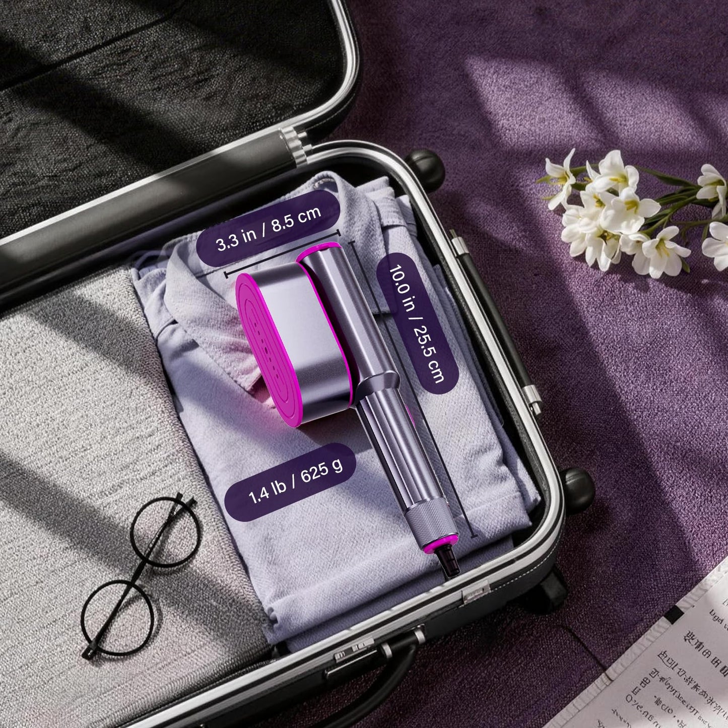 DEARBBEE Portable Travel Steamer for Clothes, 1200W Powerful Garment Wrinkle Removal with 7 Modes, 30s Fast Heat Up, 2 in 1 Compact Design for Home & Travel