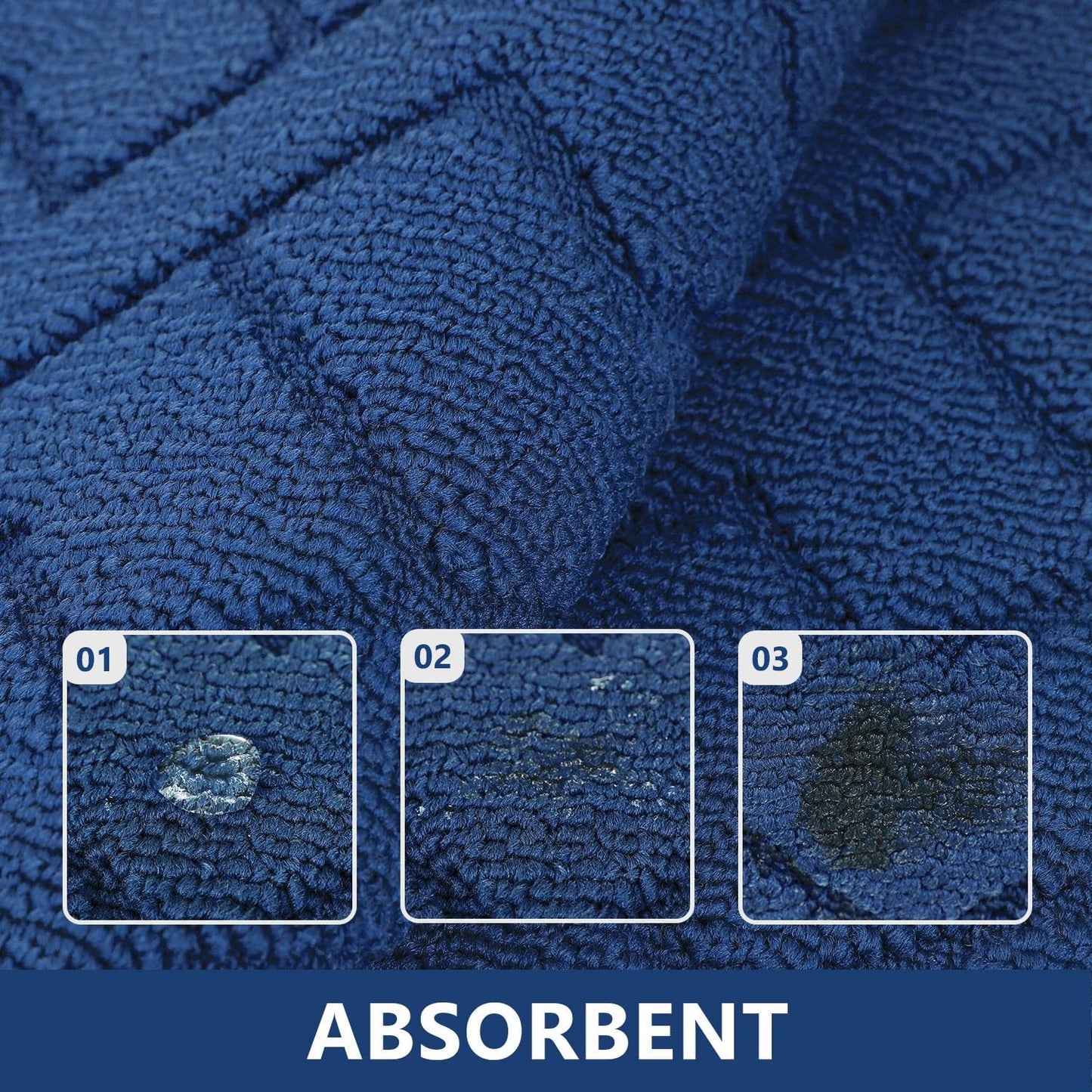 hicorfe Kitchen Rugs and Mats Sets,2 Pieces Super Absorbent Polypropylene Non-Slip Rug,Soft Comfort Floor Mat,Washable for Kitchen,Hallway,Office,Sink,Laundry(24" x 35"+24" x 71",Navy Blue)