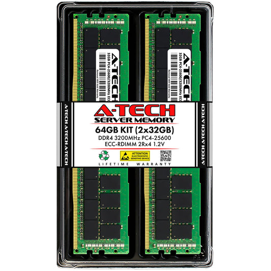 A-Tech 64GB Kit (2x32GB) DDR4 3200MHz PC4-25600 ECC RDIMM 2Rx4 Dual Rank 1.2V ECC Registered DIMM 288-Pin Server & Workstation RAM Memory Upgrade Modules (A-Tech Enterprise Series)