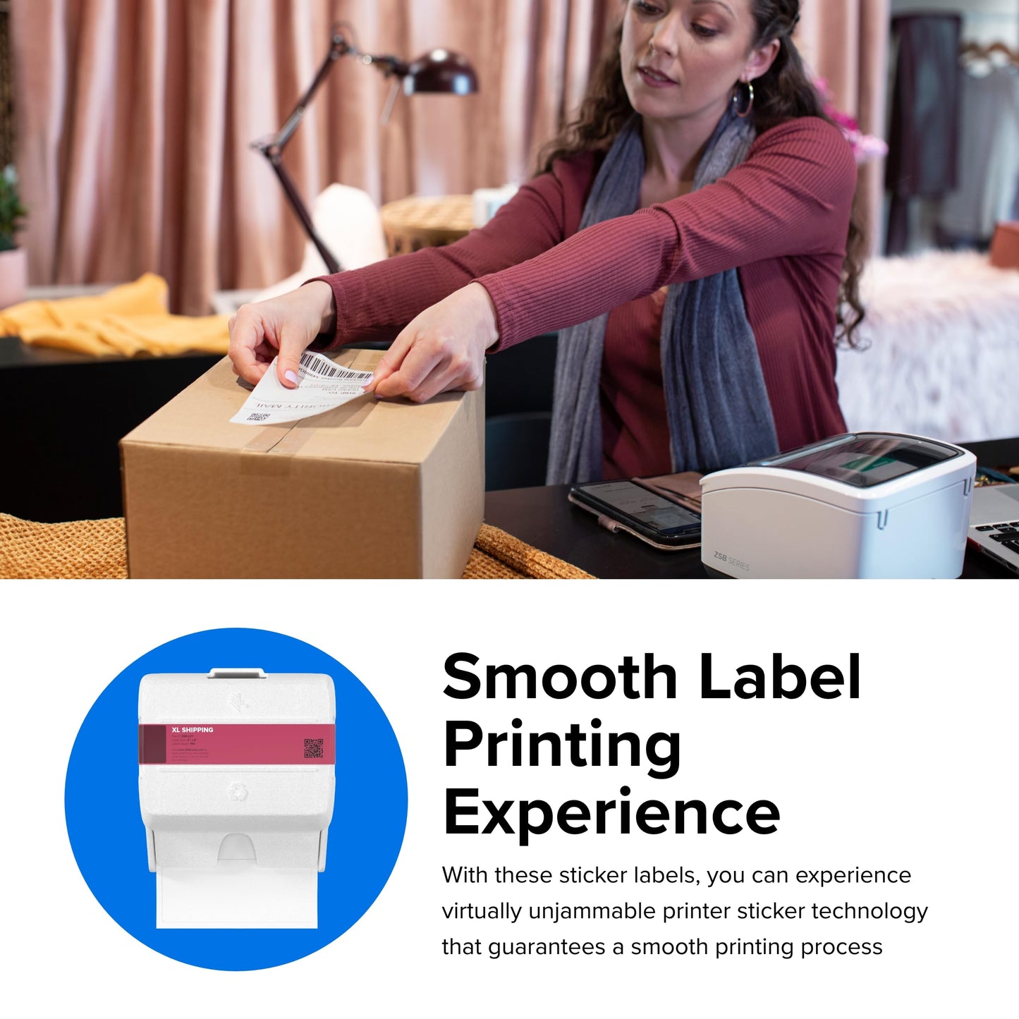 ZEBRA ZSB Series Labels - Potato Starch-Based Printer Label Paper - Recyclable Cartridge for Stickers - Versatile, Cloud-Based Adhesive - Shipping, 4" x 6"
