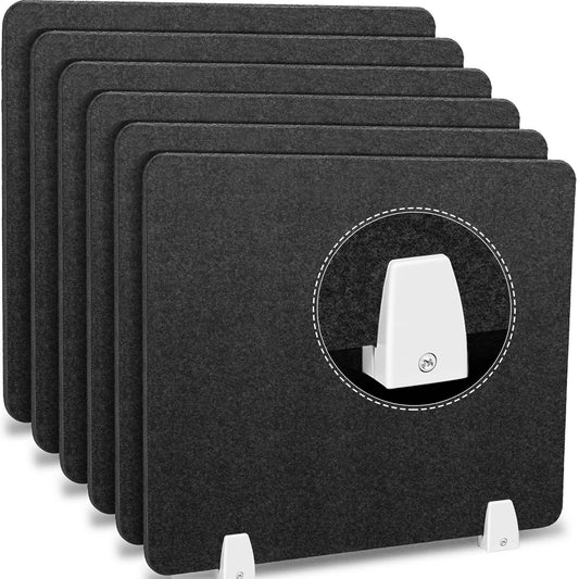 6 Pcs Desk Divider Privacy Panel 20 x 24" Clamp-on Acoustic Freestanding Desktop Partition Dividers with Aluminum Guard Clamps for Office Student Sound Proof Reducing Noise Visual Distractions(Black)