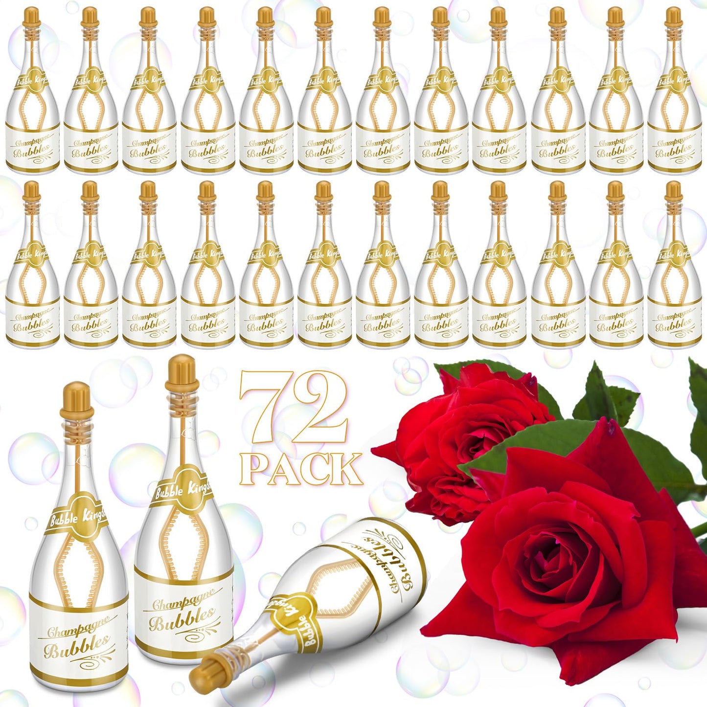 Shappy 72 Pcs Wedding Bubble Bulk Wedding Party Favors Bubble Wand for Guests Send Off with Stickers for Bridal Shower Anniversaries Celebration Goody Bag Stuffers Filler (Champagne)