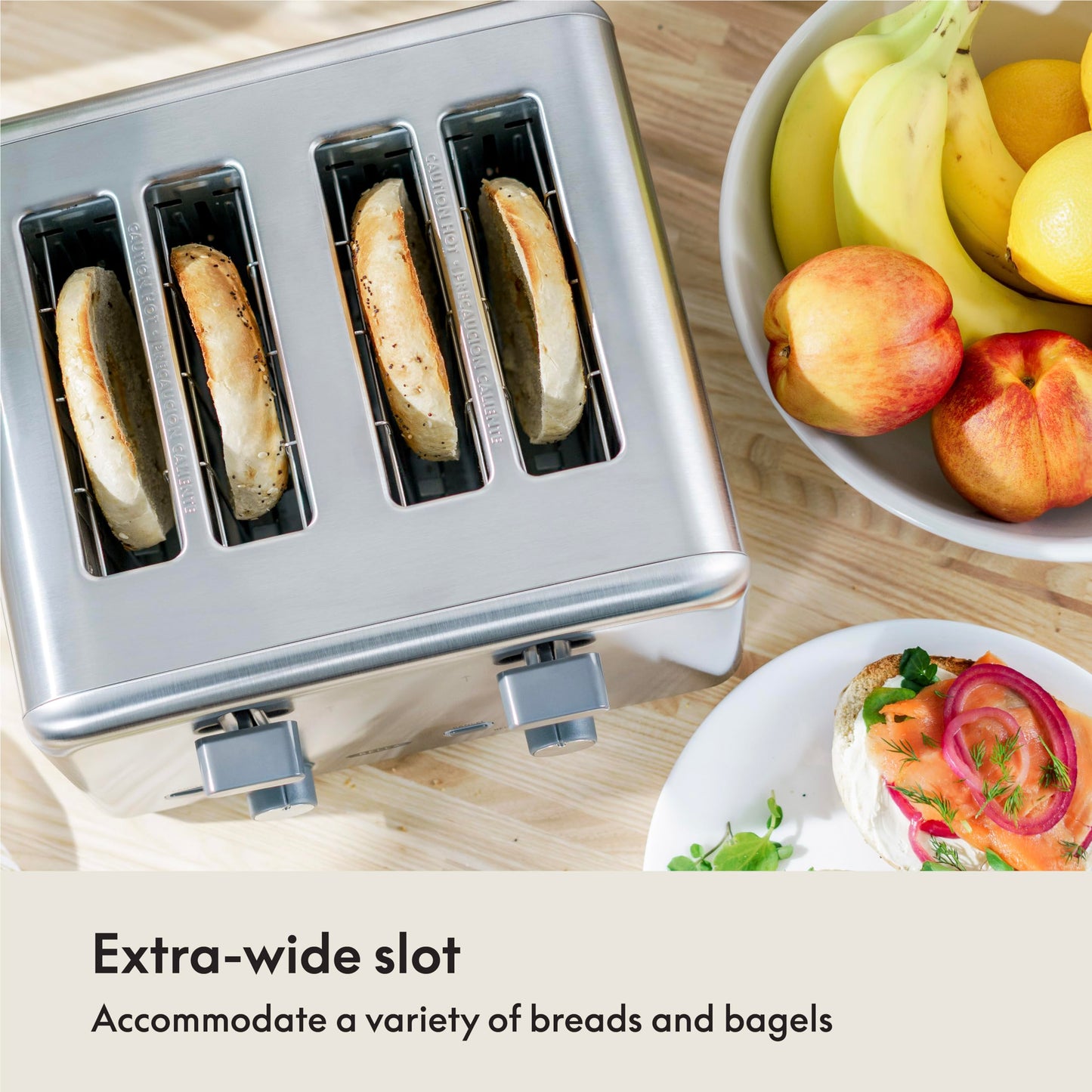 bella 4 Slice Toaster with Auto Shut Off, Extra Wide Slots and Removable Drop-Down Crumb Tray with Cancel and Reheat Function, For Texas Toast, Large Bread & Bagel, Stainless Steel