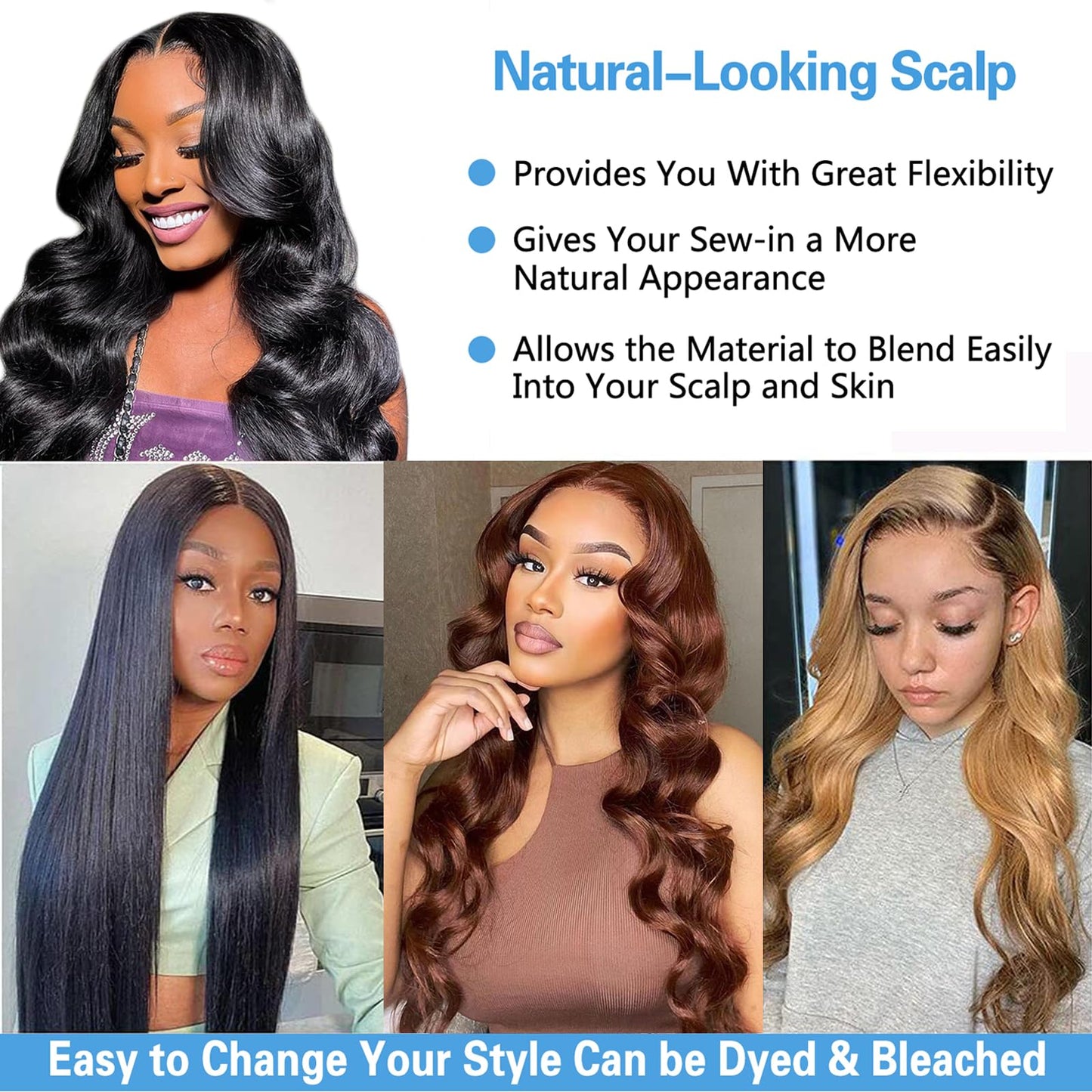Camebinly Body Wave Bundles Human Hair Brazilian Hair 3 Bundles Human Hair for Black Women 22 24 26 Inch 10A Grade 100% Unprocessed Body Wave Human Hair Bundles Hair Extensions Natural Color