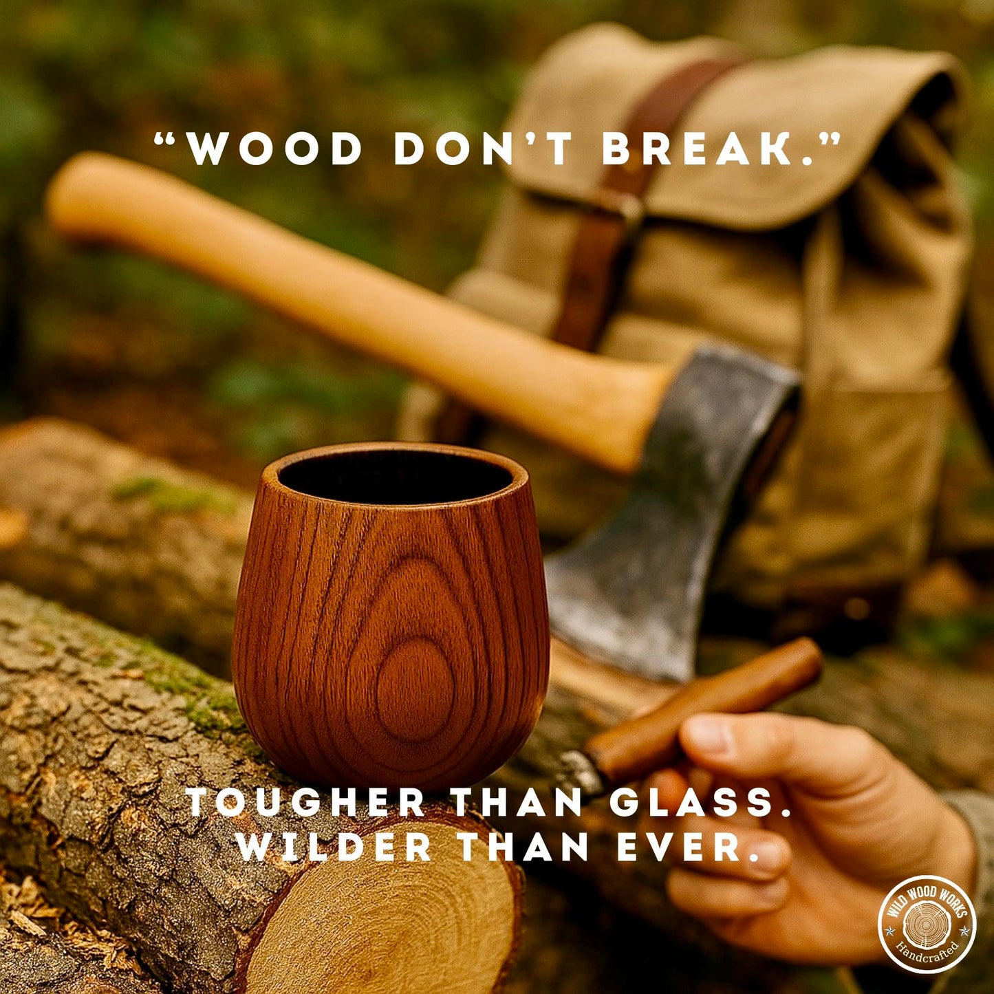 Premium Charred Wooden Bourbon Whiskey Glasses – Handcrafted Whiskey Glass for Men | Unique Gifts for Men | Handmade Finished Wooden Old Fashioned Whisky Tumbler | Set of 2