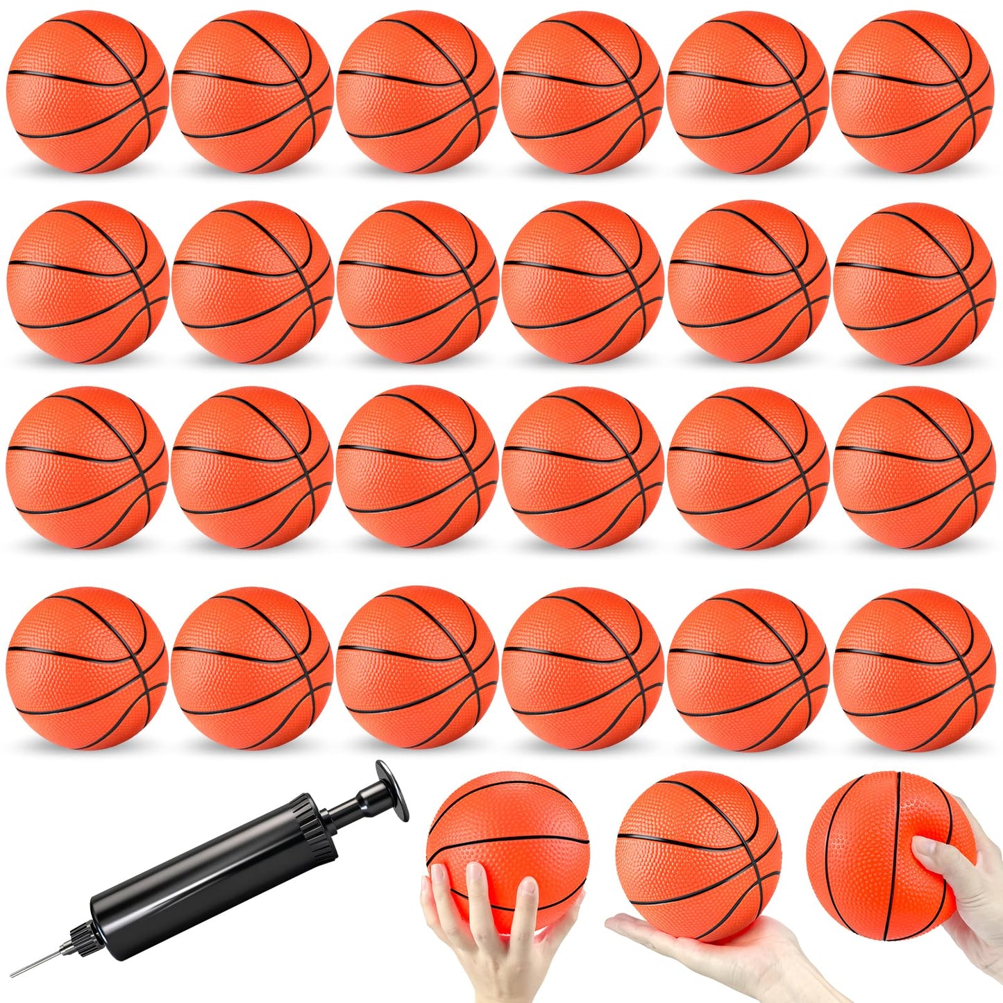 Hymaz 24 Pcs Mini Basketballs 4 inch Basketball with Ball Pump for Indoor and Outdoor Basketball Hoop,Party Favors Balls Playground Games Sport Toys Ball for Kids Adults