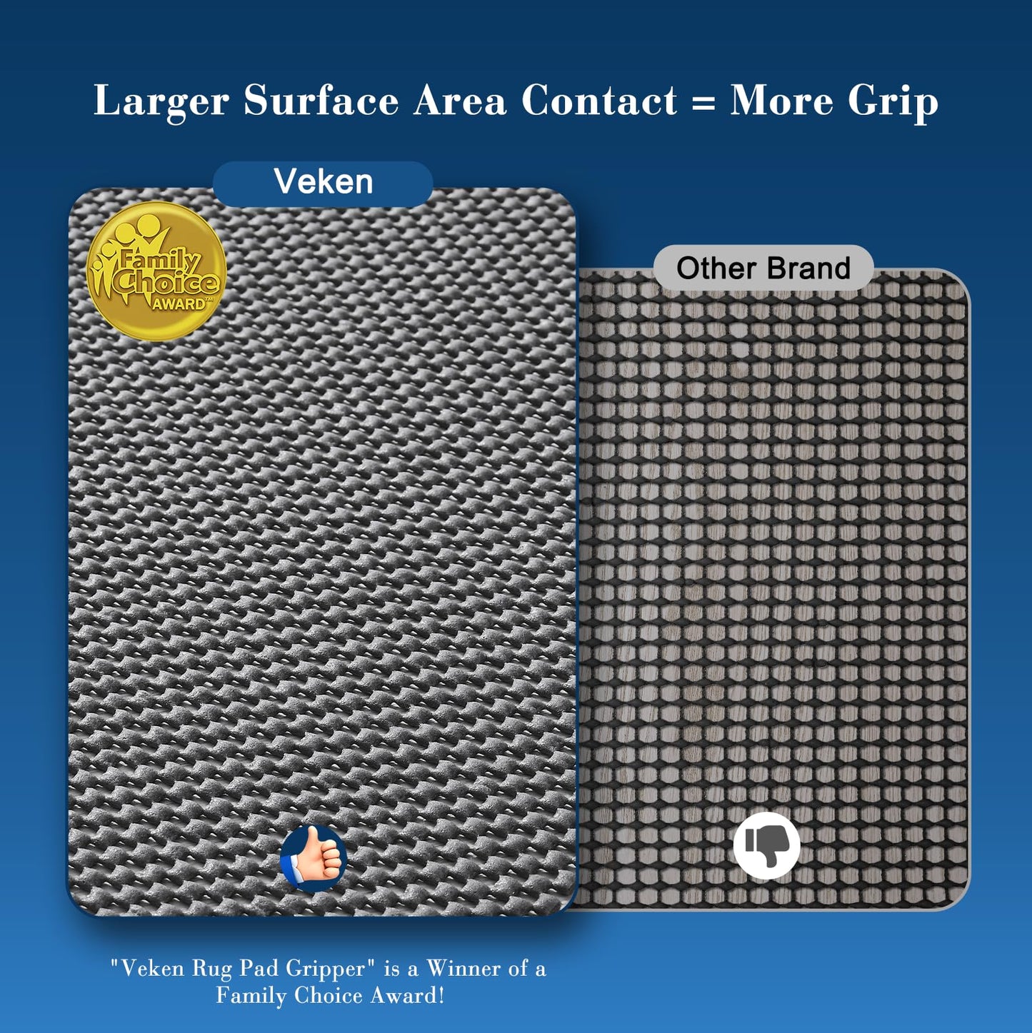 Veken 9x12 Ft Rug Pad Gripper for Hardwood Floors, Non Slip Dark Grey Rug Pads for Area Rugs, Thick Rug Grippers for Tile Floors, Under Carpet Anti Skid Mat, Keep Your Rugs Safe and in Place