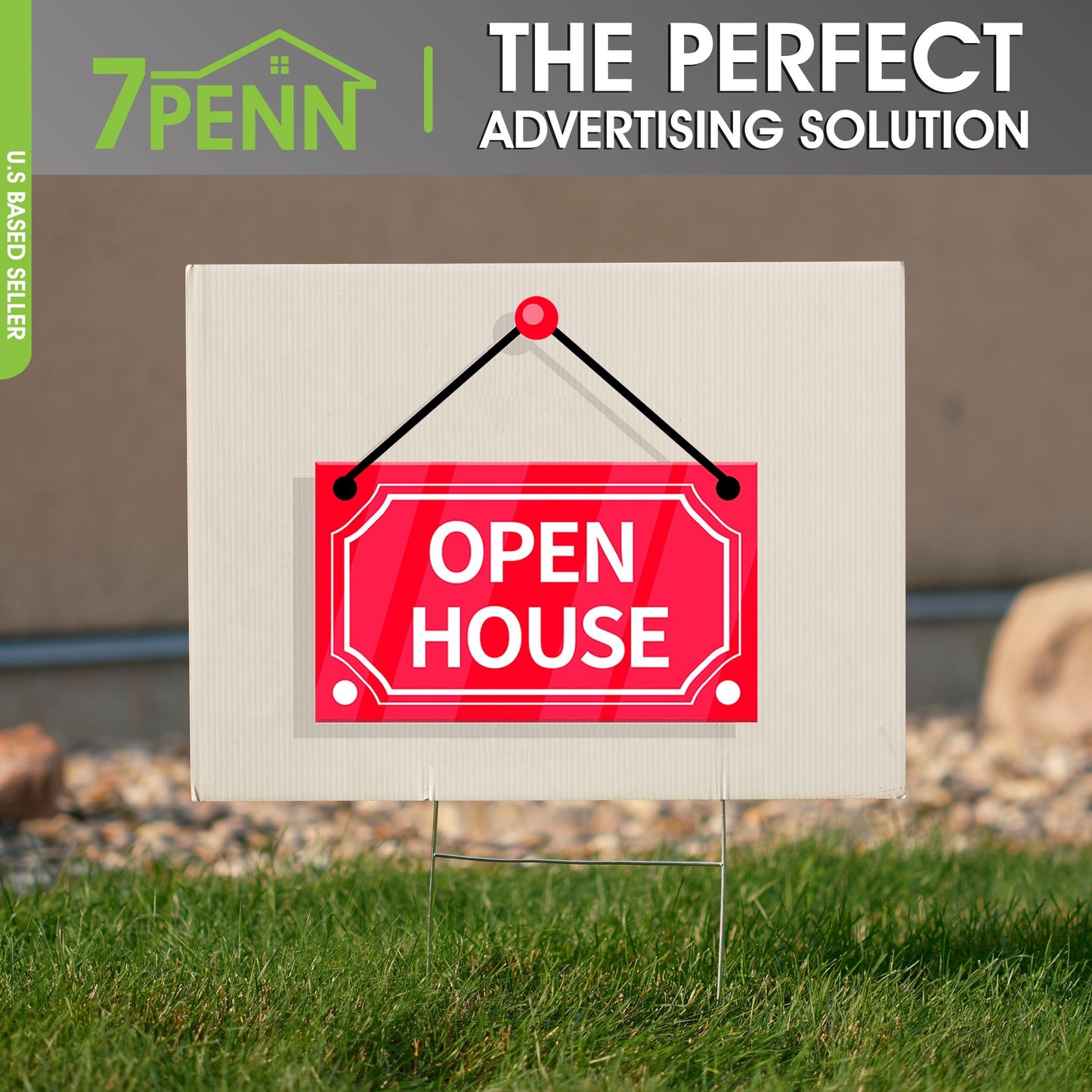 7Penn H Frame Yard Sign Stakes Metal Sign Holder H Stakes for Yard Signs 10x30 Inch 50 Pack