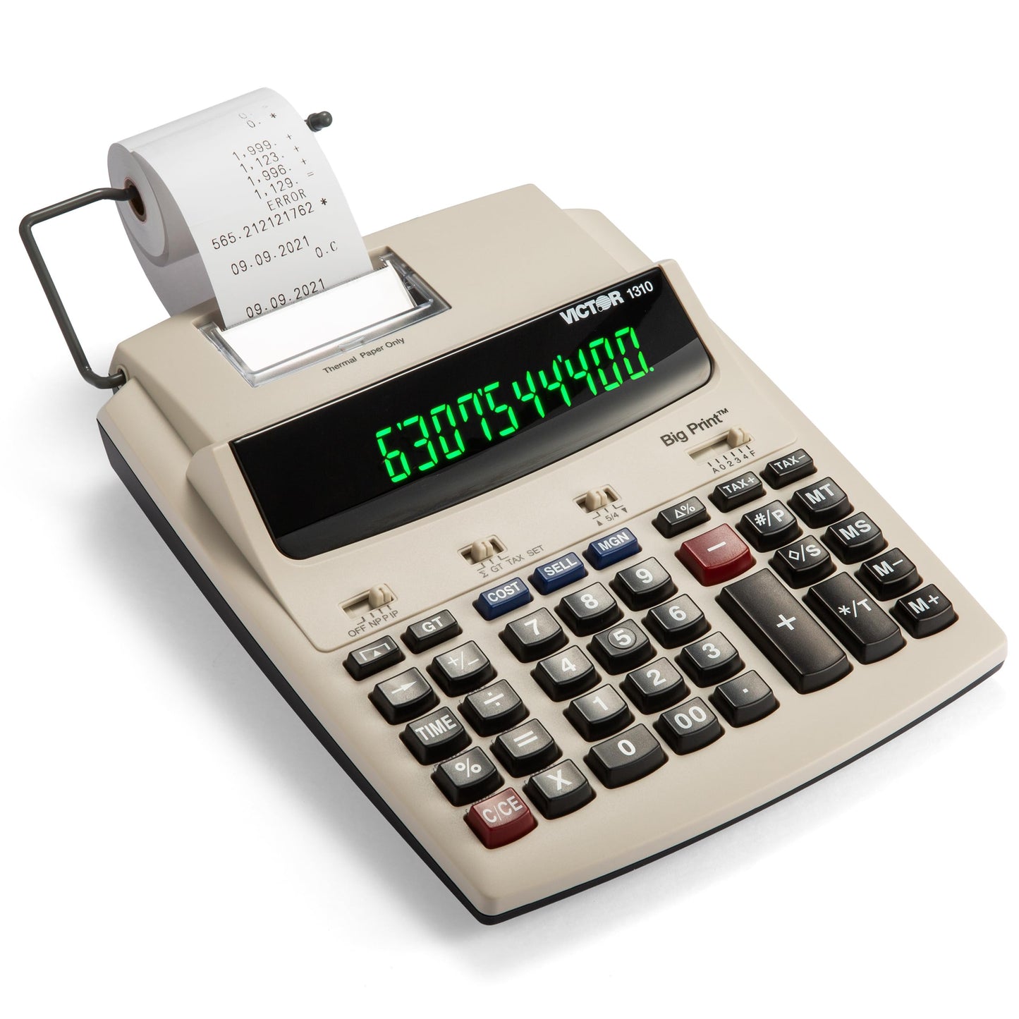 Victor 1310 Big Print Printing Calculator, 12-Digit LED Display, Fast Ink-Free Printing (8.0 LPS), Cost/Sell/Margin Keys, Advanced Business Functions, 2-1/4" Thermal Paper