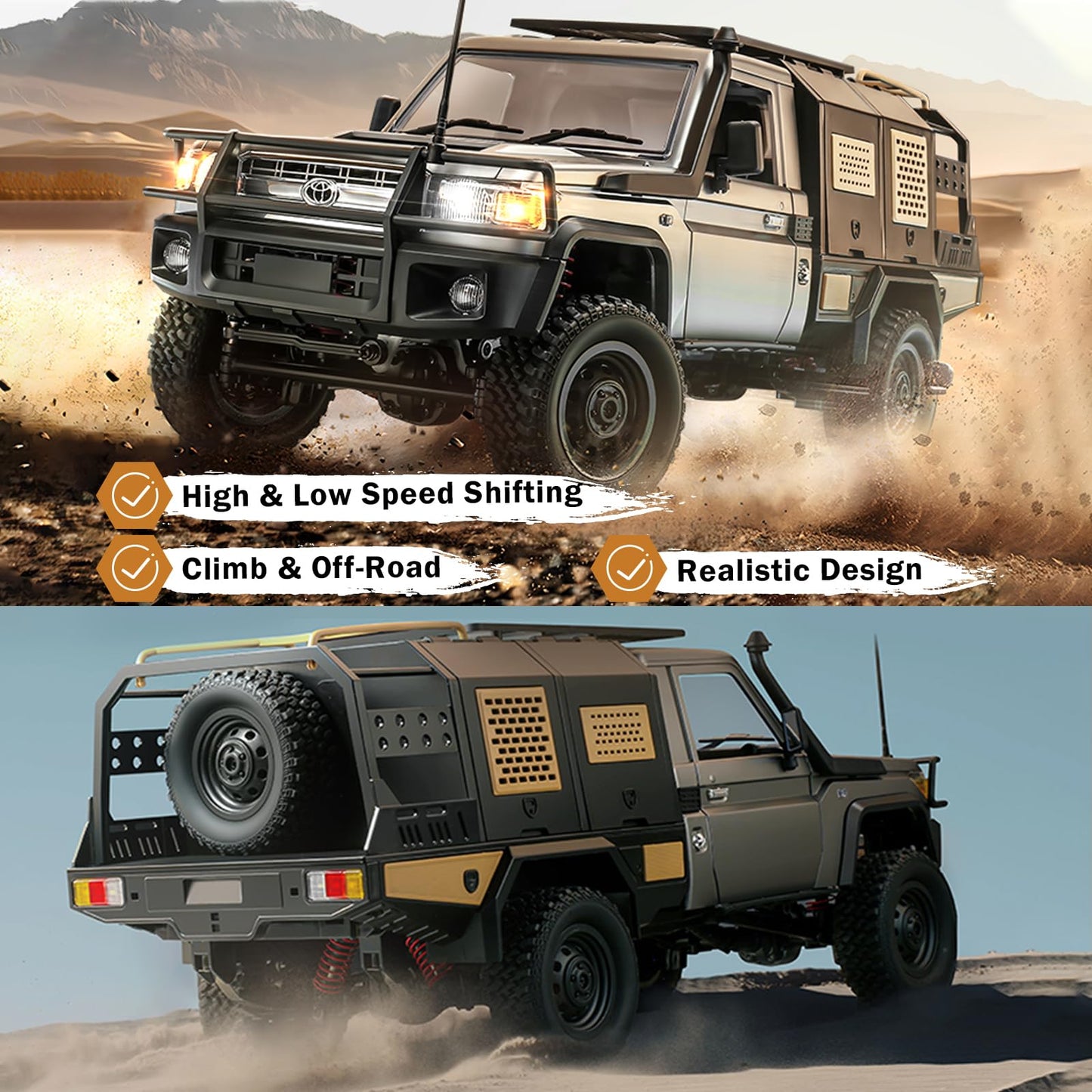 1/12 RC Crawler, MN82S RC Rock Crawler 4x4 Toyota LC79 RC Truck, 2.4GHz Remote Control Off Road Car with LED Lights for Adults, Hobby Grade RTF Toy Vehicle Gifts