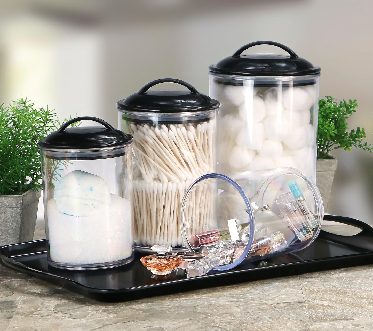 Food Storage Containers, BPA Free Airtight Canisters for Cereal, Pasta, Sugar, Coffee, Flour, Cookies, Loose Tea, for Kitchen Organization, Set of 3 by Reston Lloyd, Fresh Lemons