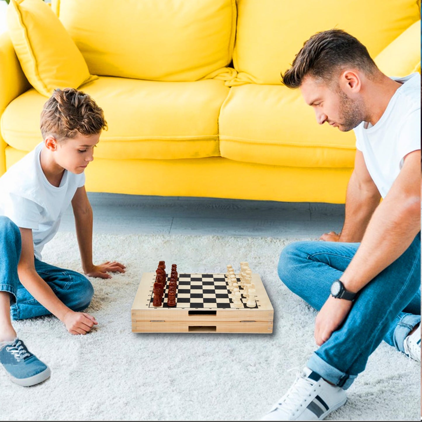HELLO PAPAYA Foldable Fast Sling Puck Game with Chess Board and Checkers Board, Tic Tac Toe. Wooden Air Hockey Family Night,Table Games Gifts for Adults and Kids