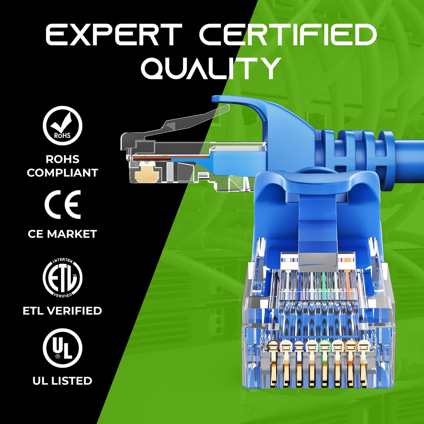 GEARit 20-Pack Cat6 Patch Cable 10 Feet Cat 6 Ethernet Cable Snagless Flexible Soft Tab - Premium Series - Blue