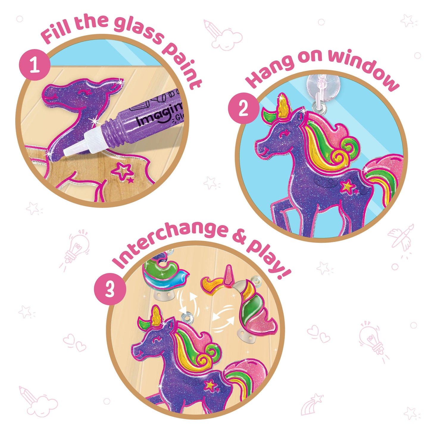 Imagimake Window Art Princess & Unicorn | Suncatcher Kit | Unicorn Toys for Girls Age 5-8 | Craft Kits for Girls Ages 8-12 | Easter Gifts for Kids | Easter Toys