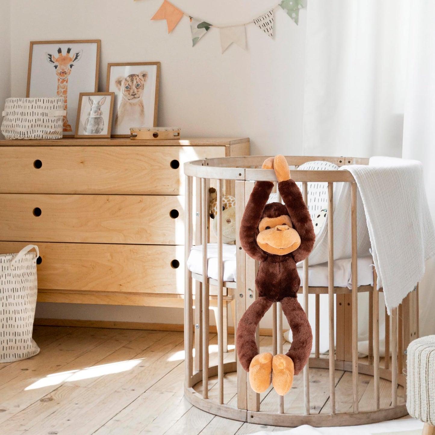ArtCreativity Long Arm Plush Monkey, 23 Inch Hanging Monkey with Connectable Limbs, Ultra Soft and Huggable Stuffed Animal for Kids, Cute Home and Nursery Décor, Best Birthday Gift Idea