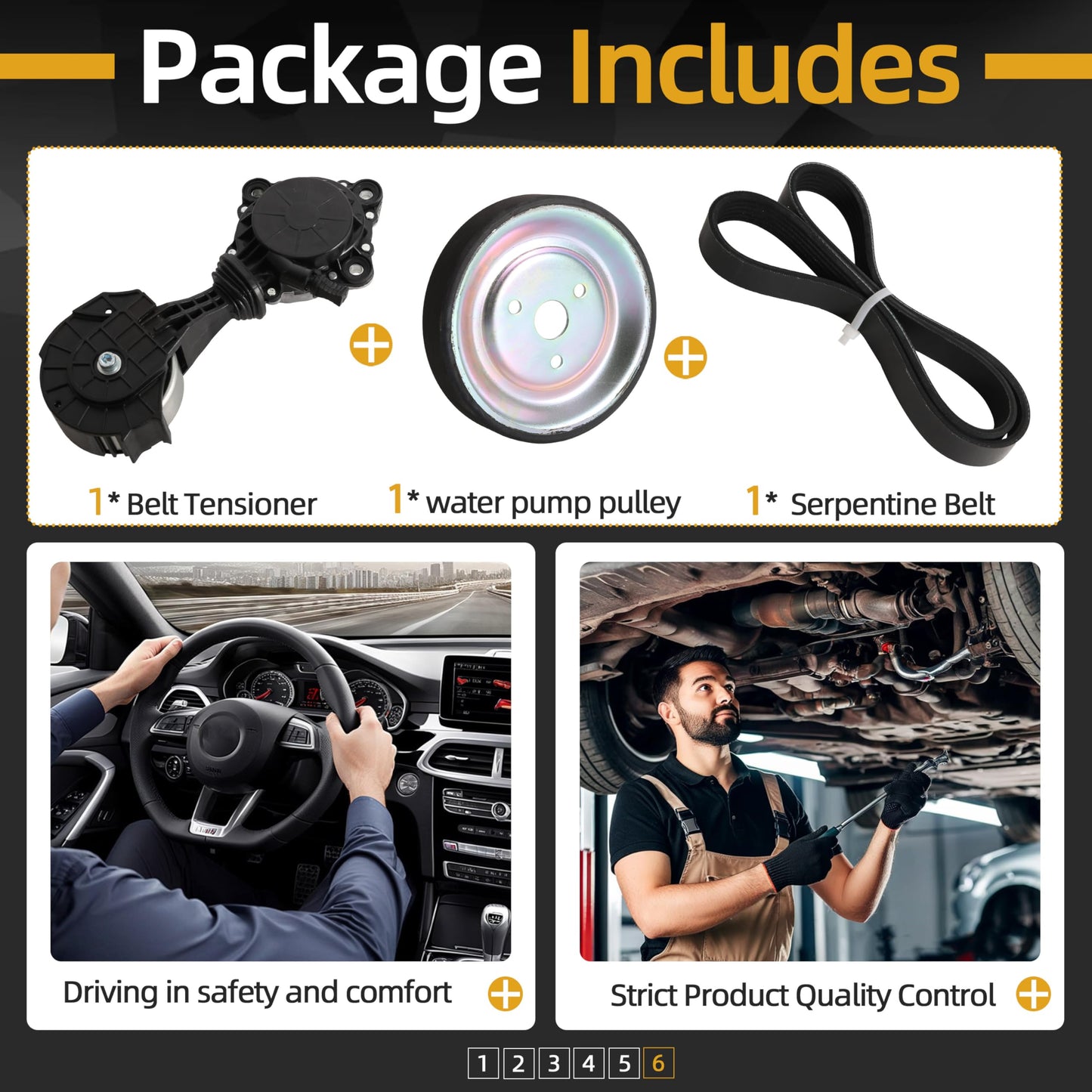 JAVOUKA Drive Belt Tensioner Assembly Idler Friction Wheel & Engine Water Pump Pulley & Serpentine Belt fit for Mini Cooper fit for Cooper Paceman fits for Cooper Countryman 07-16 L4 1.6L 2.0L L3 1.5L