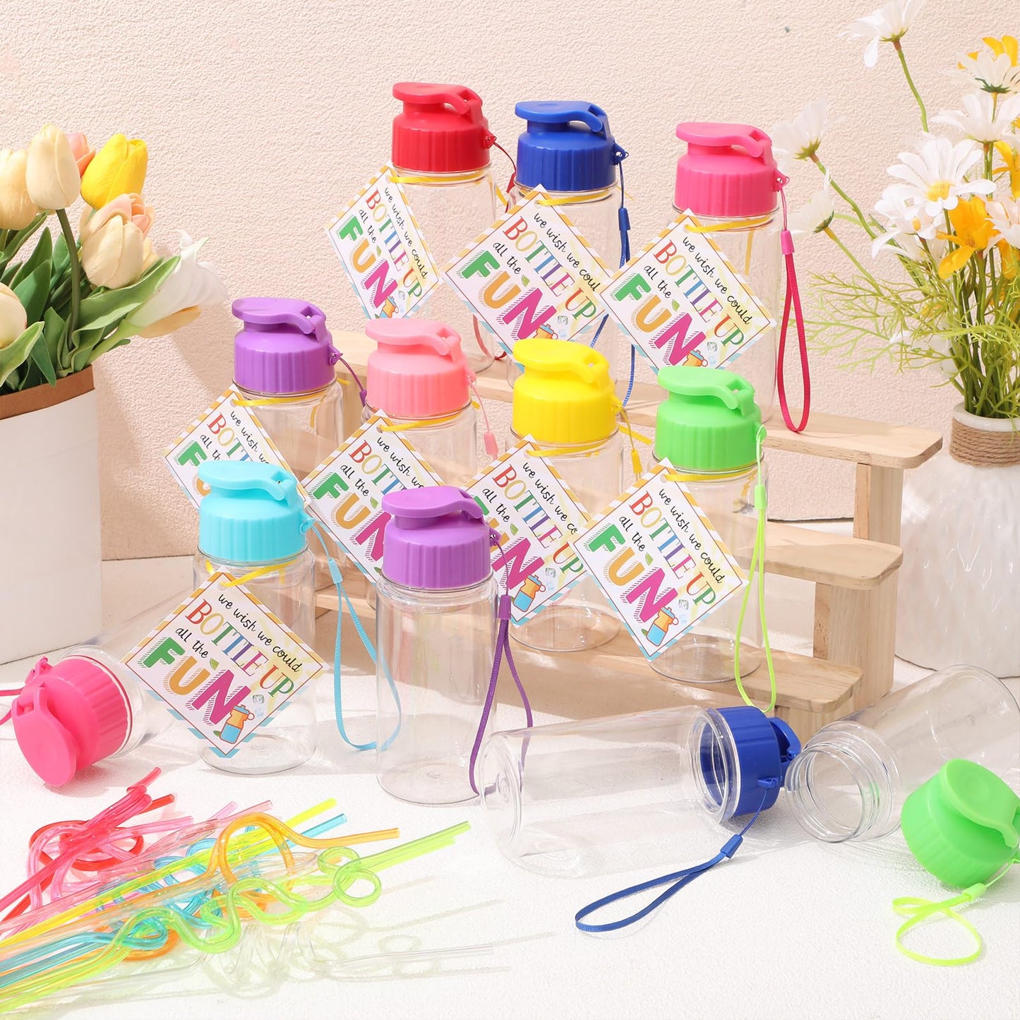 Sunnychicc 24 Set Water Bottles Bulk with Straws 12 oz End of the Year Gifts for Students Kindergarten Sports Water Bottle Summer Graduation Student Gifts from Teacher for School Classroom Party