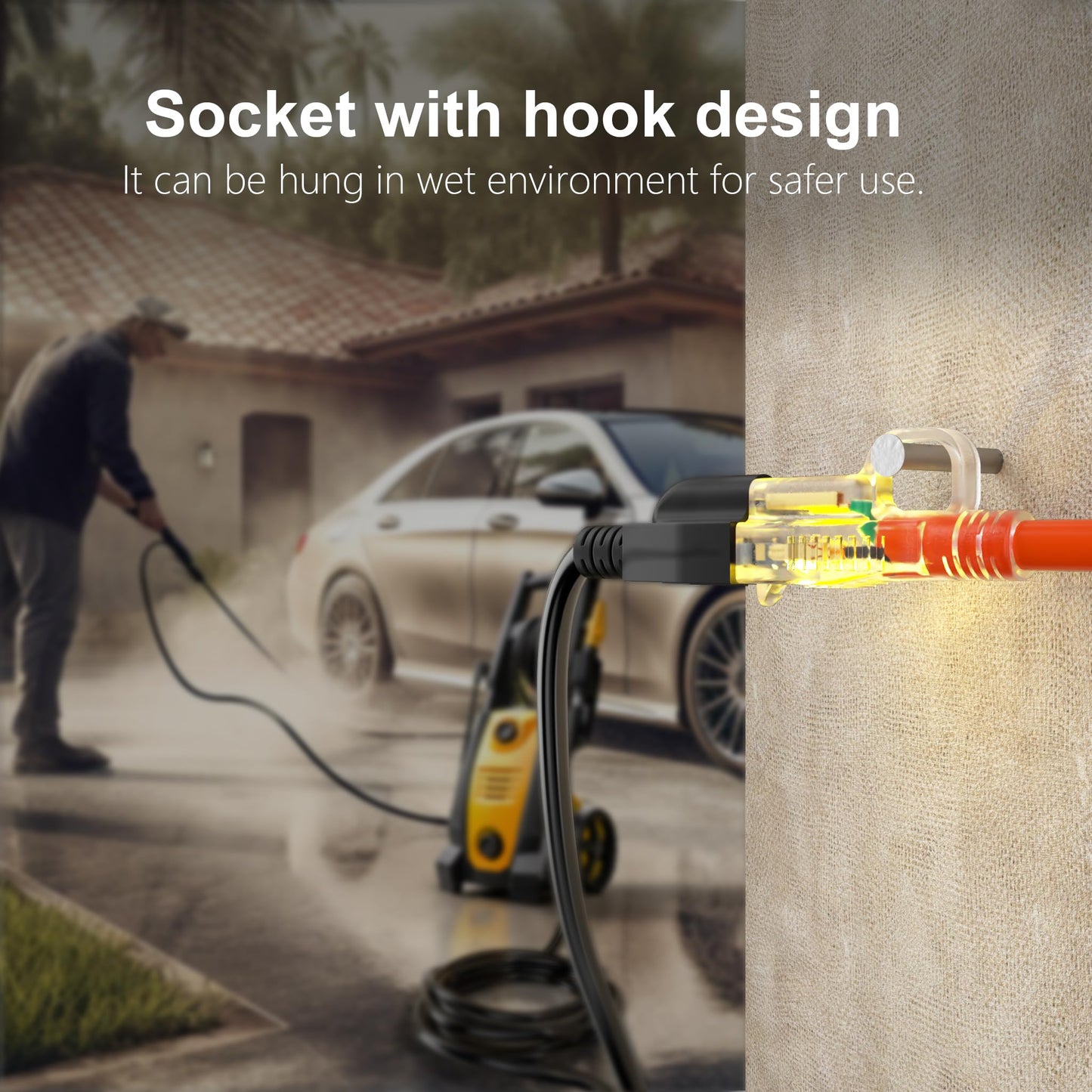 HUANCHAIN 150 ft Outdoor Extension Cord Waterproof 12/3 Gauge Heavy Duty with Lighted end, Flexible Cold-Resistant 3 Prong Electric Cord Outside, 15Amp 1875W 12AWG SJTW, Orange, ETL