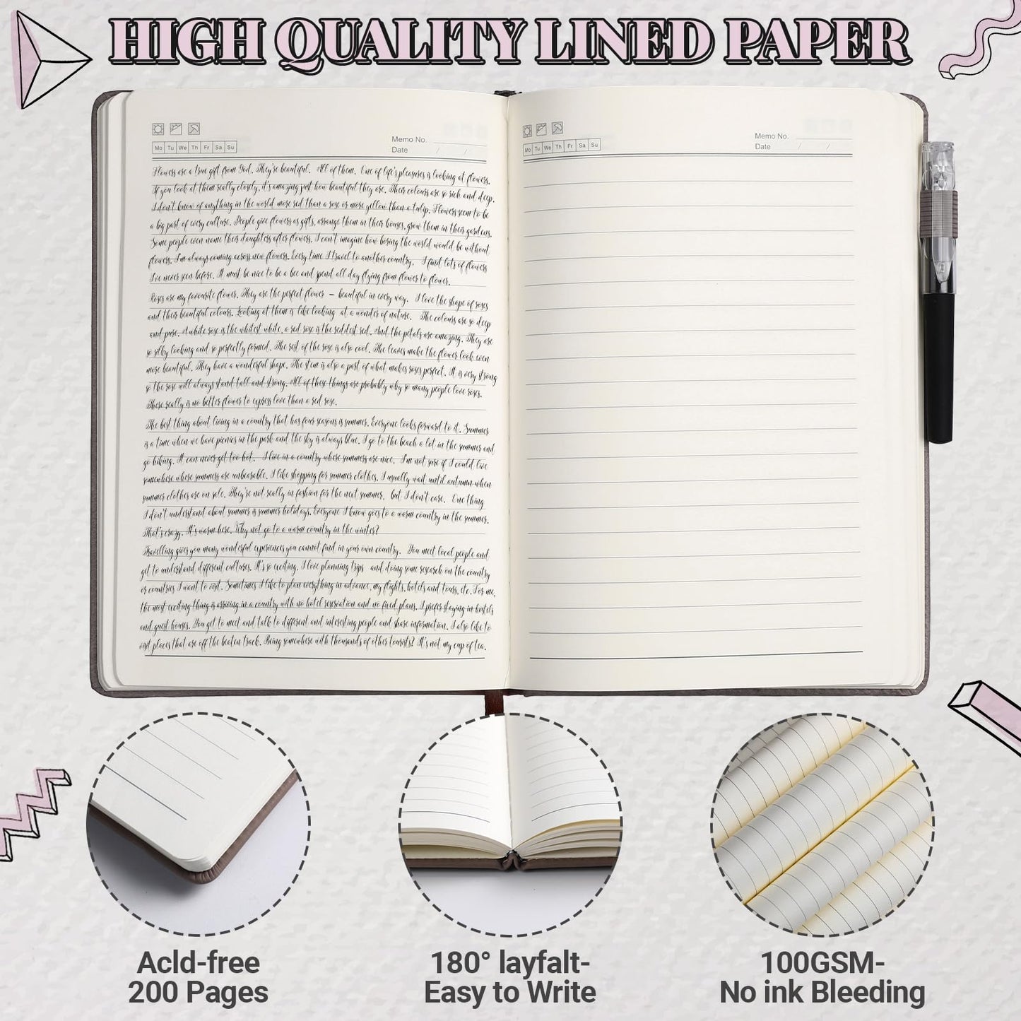 Estune 10 Pack Lined Journal Notebook A5 Tree of Life Hardcover Leather Journal with 10 Pen, College Ruled Notebook for Travel, Business, Work, Office, School Note Taking Diary(Soft Color)