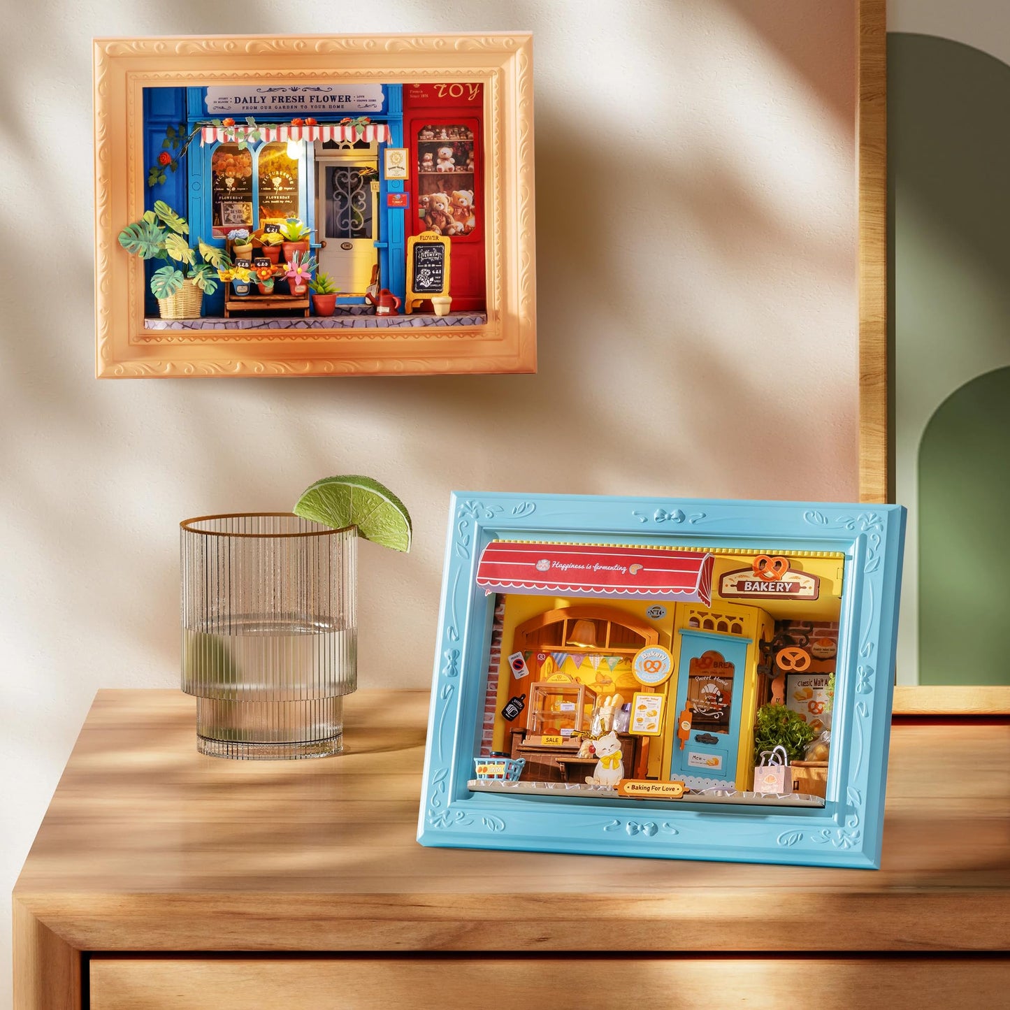 Rolife DIY Miniature House Kit, Mini Wooden Dollhouse Kit for Adults to Build, 3D Shadow Box Frame Home Wall Hanging Decor Diorama Kit, for Girls Women Teens-Daily Fresh Flower